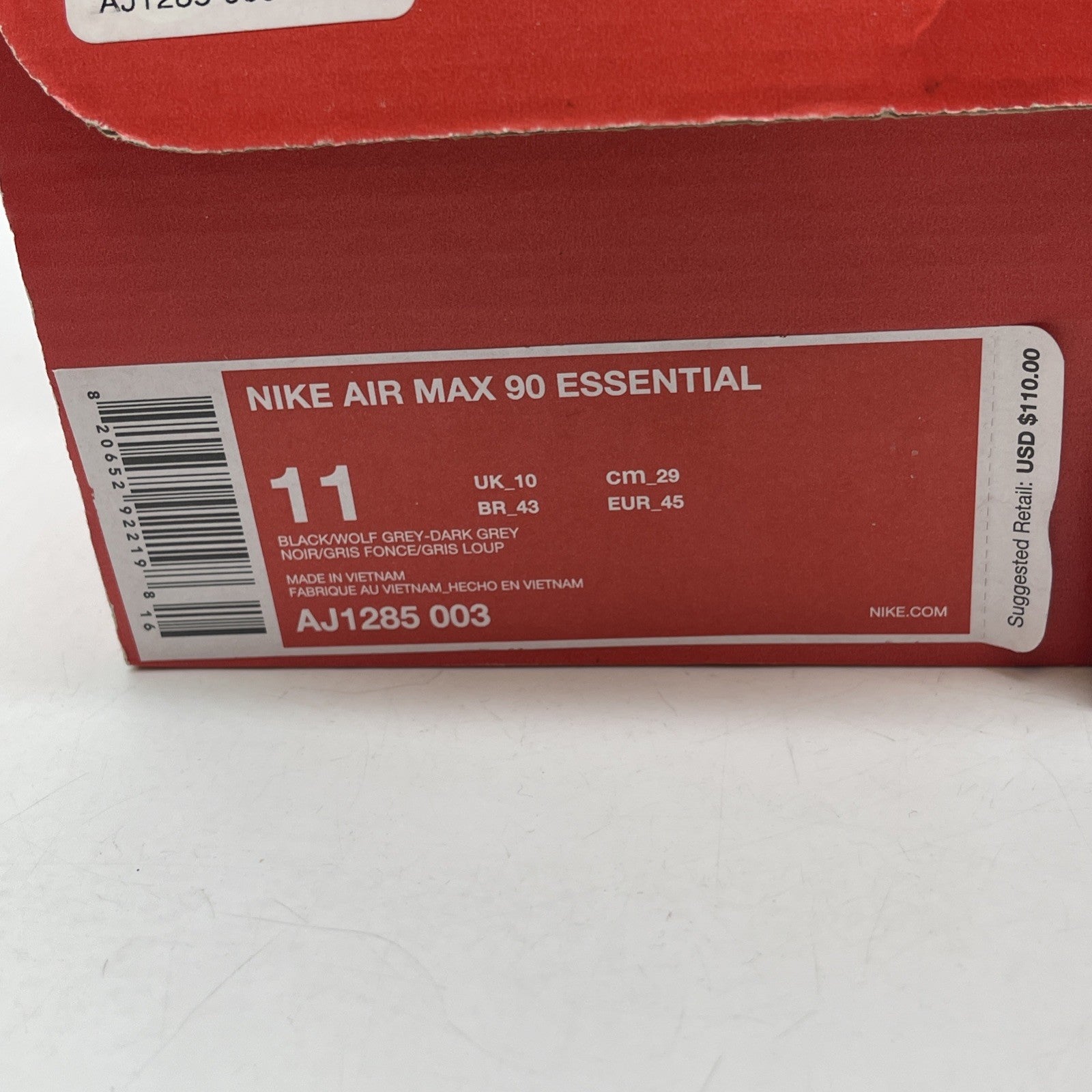 Size 11 - Nike Air Max 90 Essential Black White