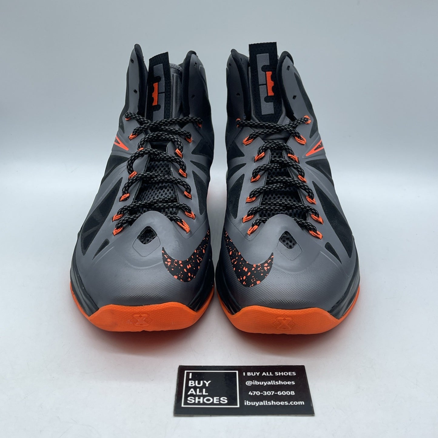 Size 13 - Nike LeBron 10 Lava Grey Black Orange Leather (541100-002)