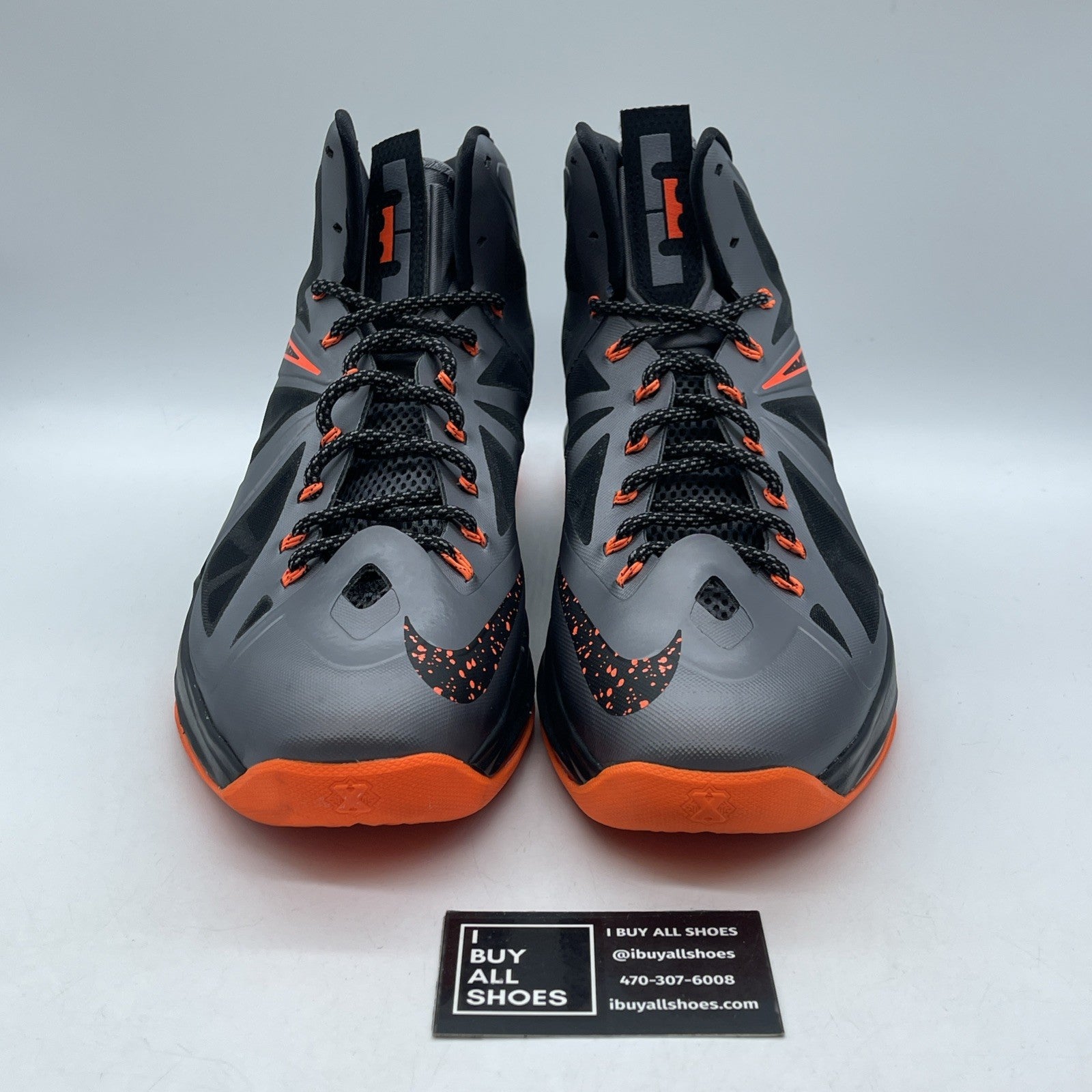 Size 13 - Nike LeBron 10 Lava Grey Black Orange Leather (541100-002)