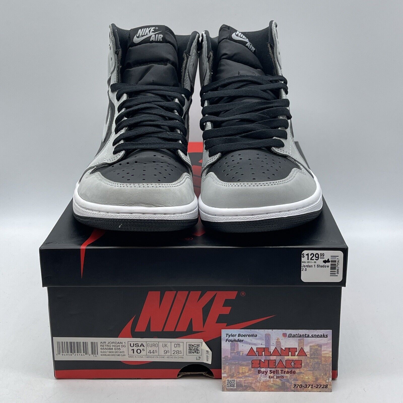 Size 10 - Jordan 1 Retro OG High Shadow 2.0 White Black Leather (555088-035)