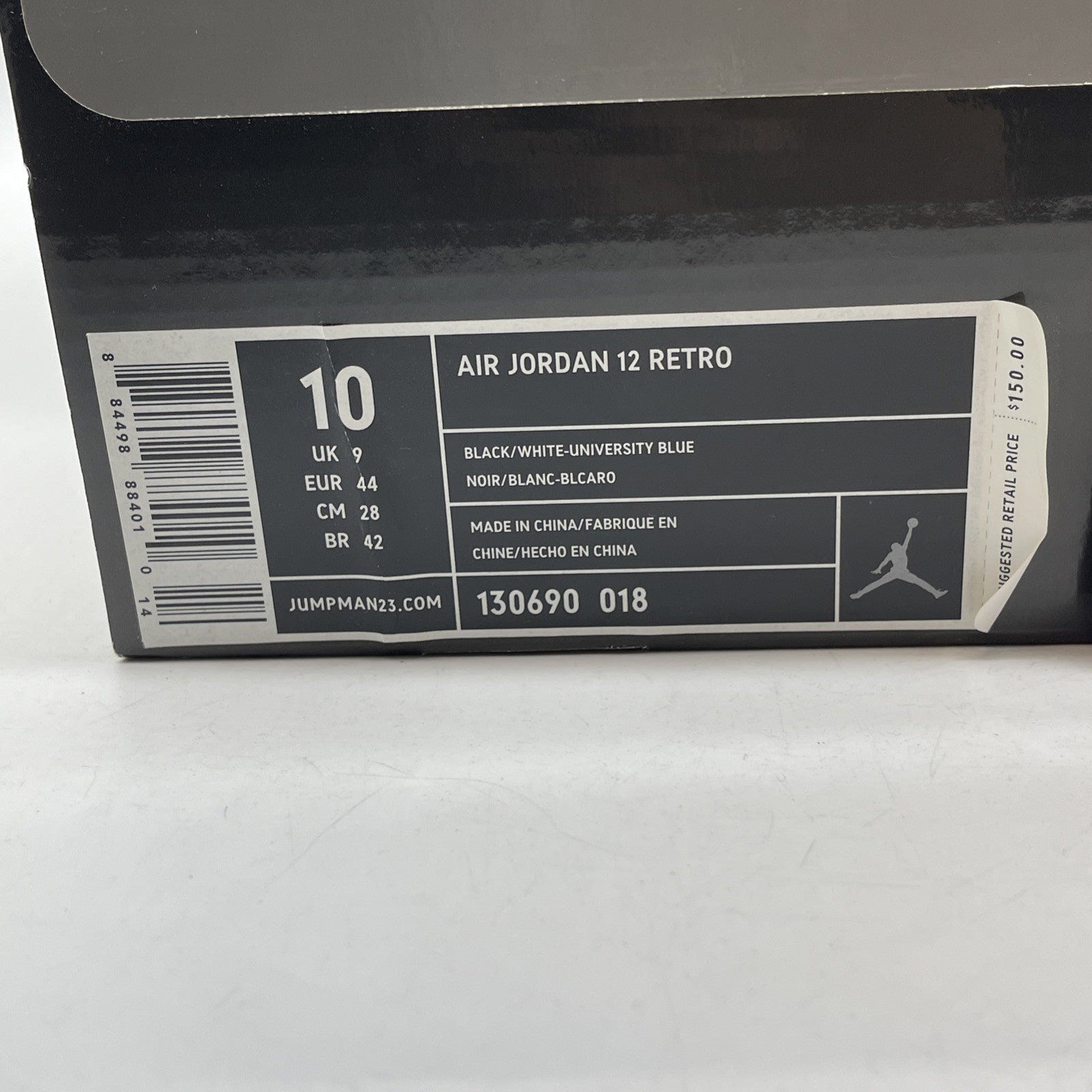 Size 10 - Air Jordan 12 Retro 2009 Nubuck Black Blue Suede (130690-018)