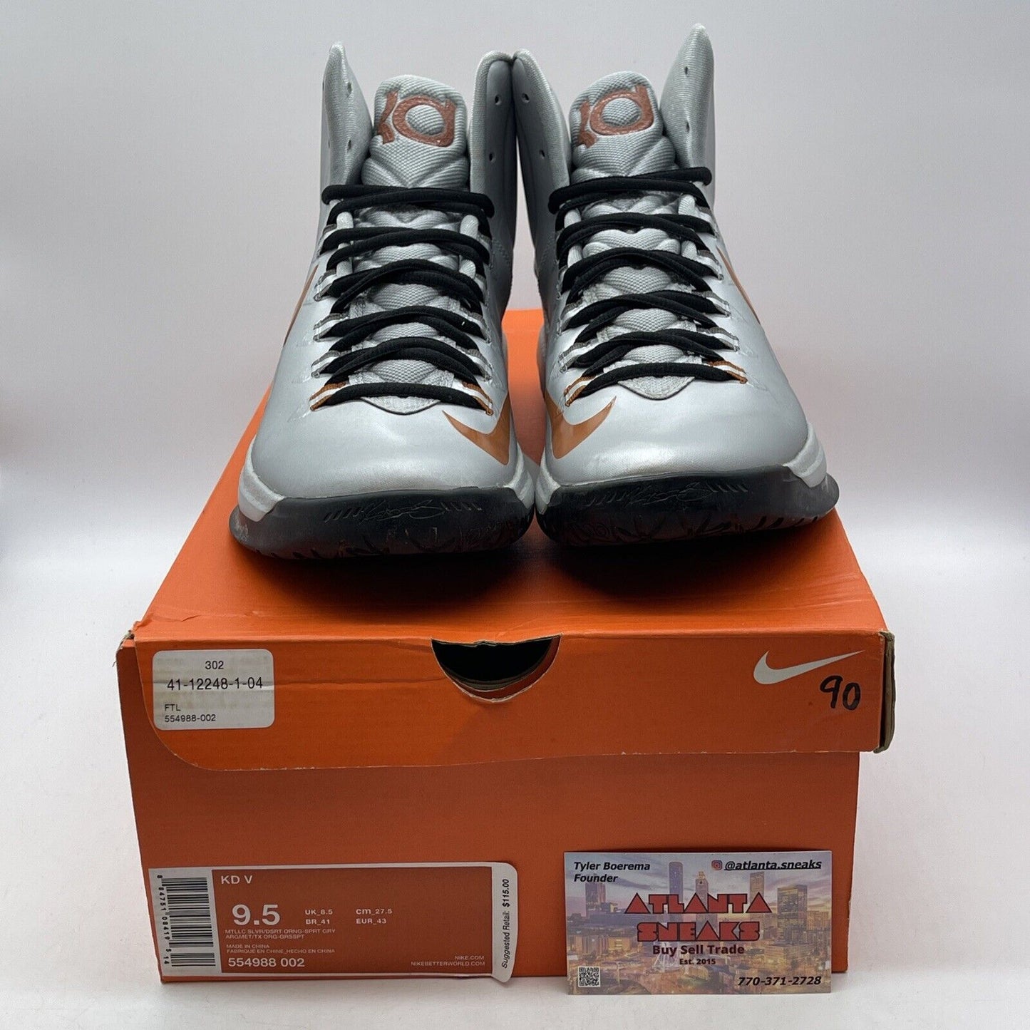 Size 9.5 - Nike KD 5 Texas Silver Brown Leather (554988-002)