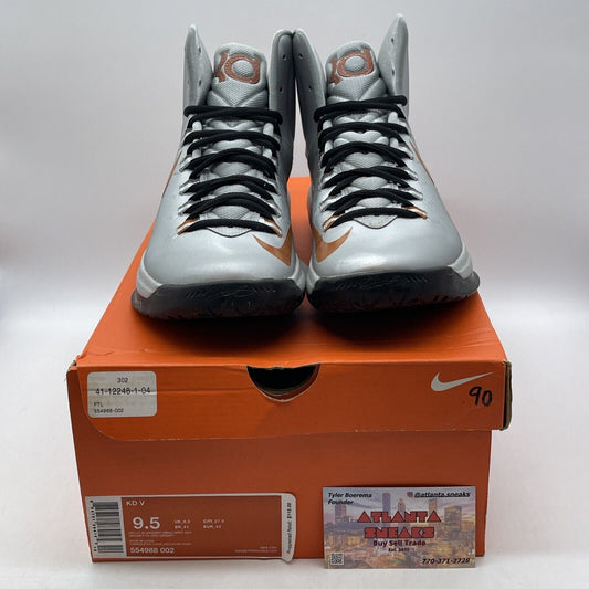 Size 9.5 - Nike KD 5 Texas Silver Brown Leather (554988-002)