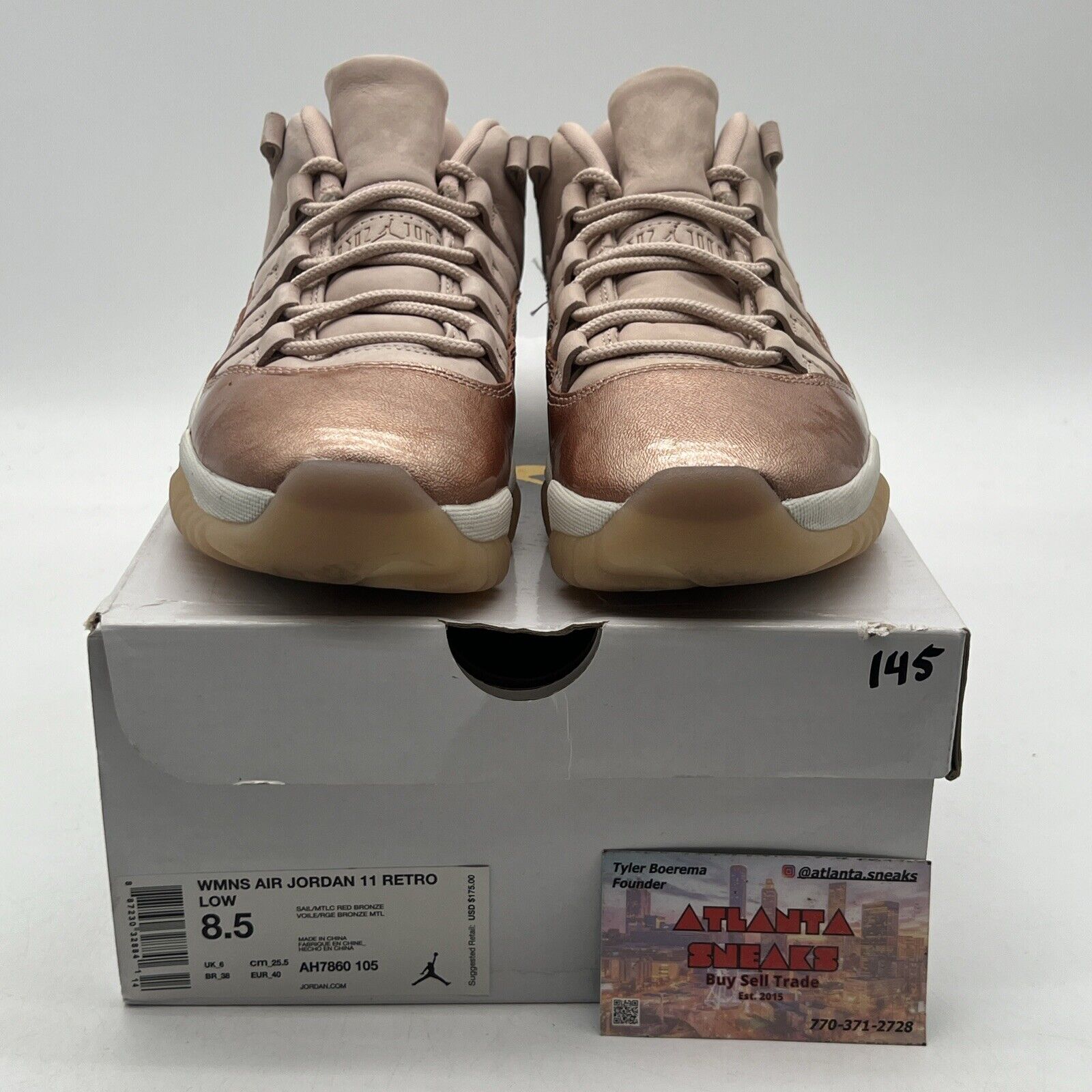 Size 8.5 - Air Jordan 11 Retro Low Rose Gold W Leather Suede White (AH7860-105)