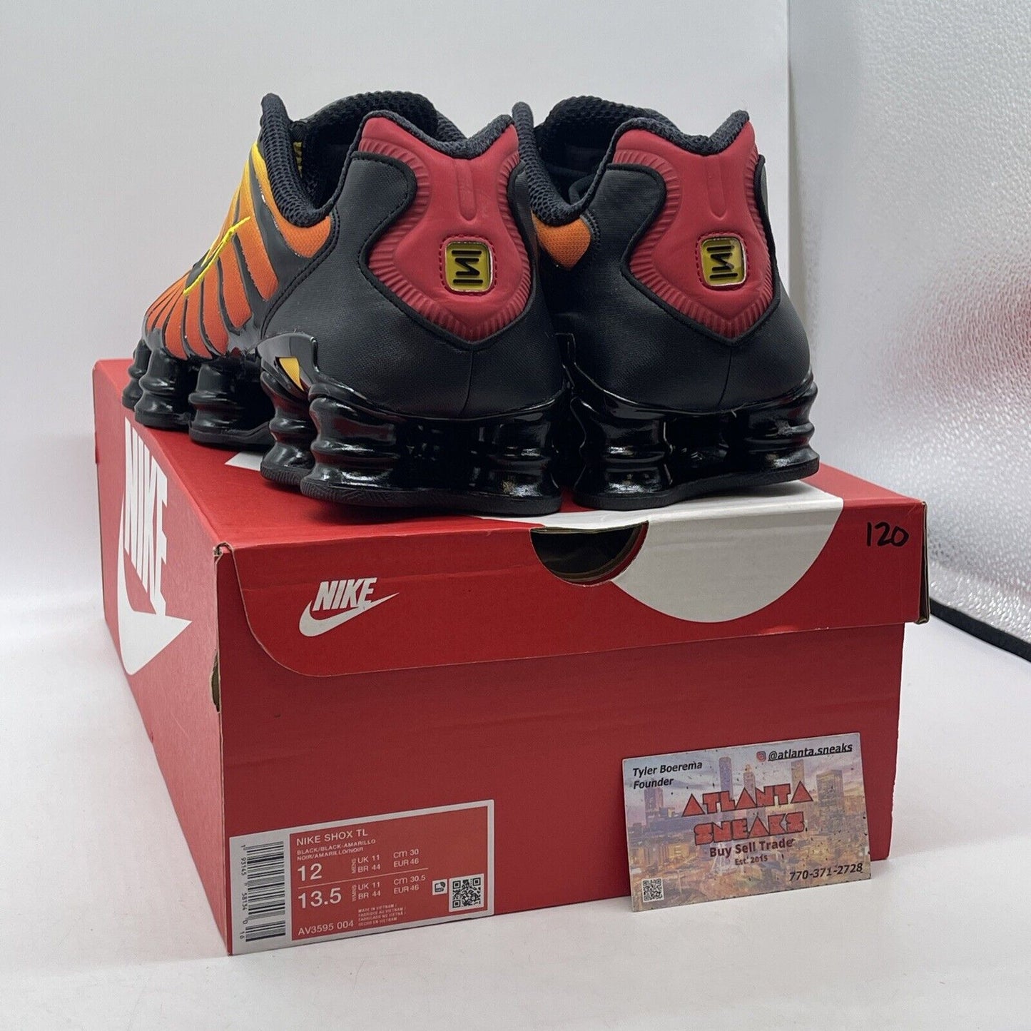 Size 12 - Nike Shox TL Sunrise Gradient Black Orange Yellow Suede (AV3595-004)