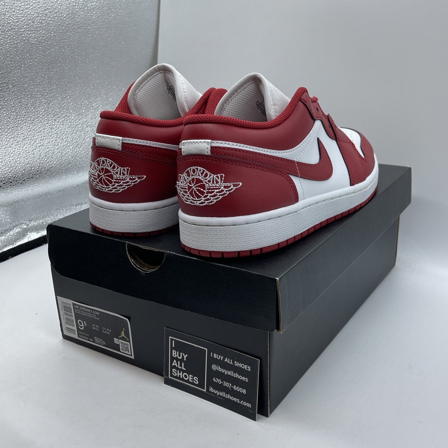 Size 9.5 - Air Jordan 1 Low New Beginnings Red White Leather (553558-166)