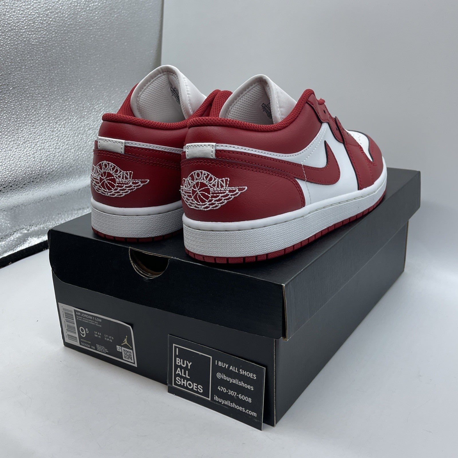 Size 9.5 - Air Jordan 1 Low New Beginnings Red White Leather (553558-166)