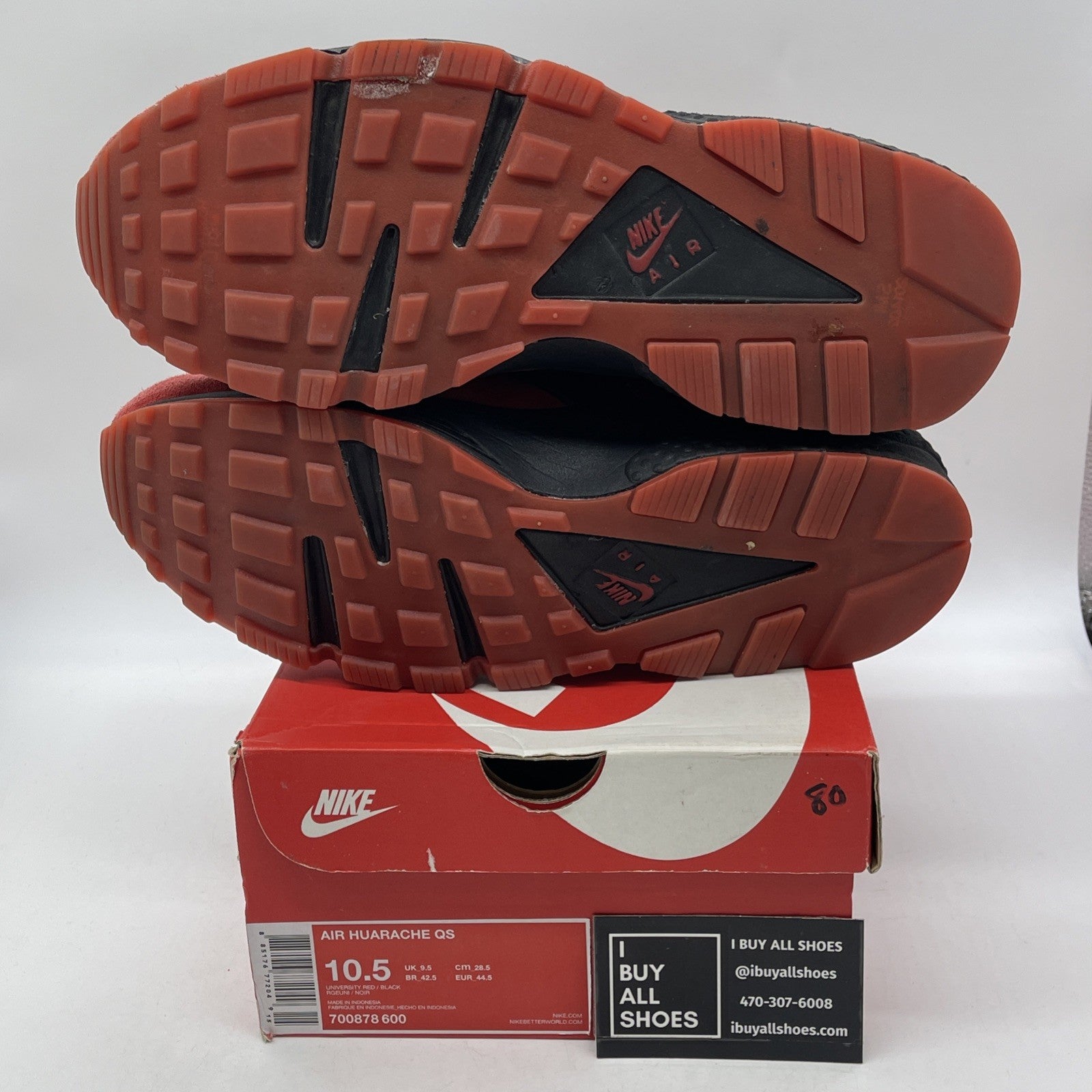 Size 10.5 - Nike Air Huarache Qs Love Hate Red Black Suede (700878-600)