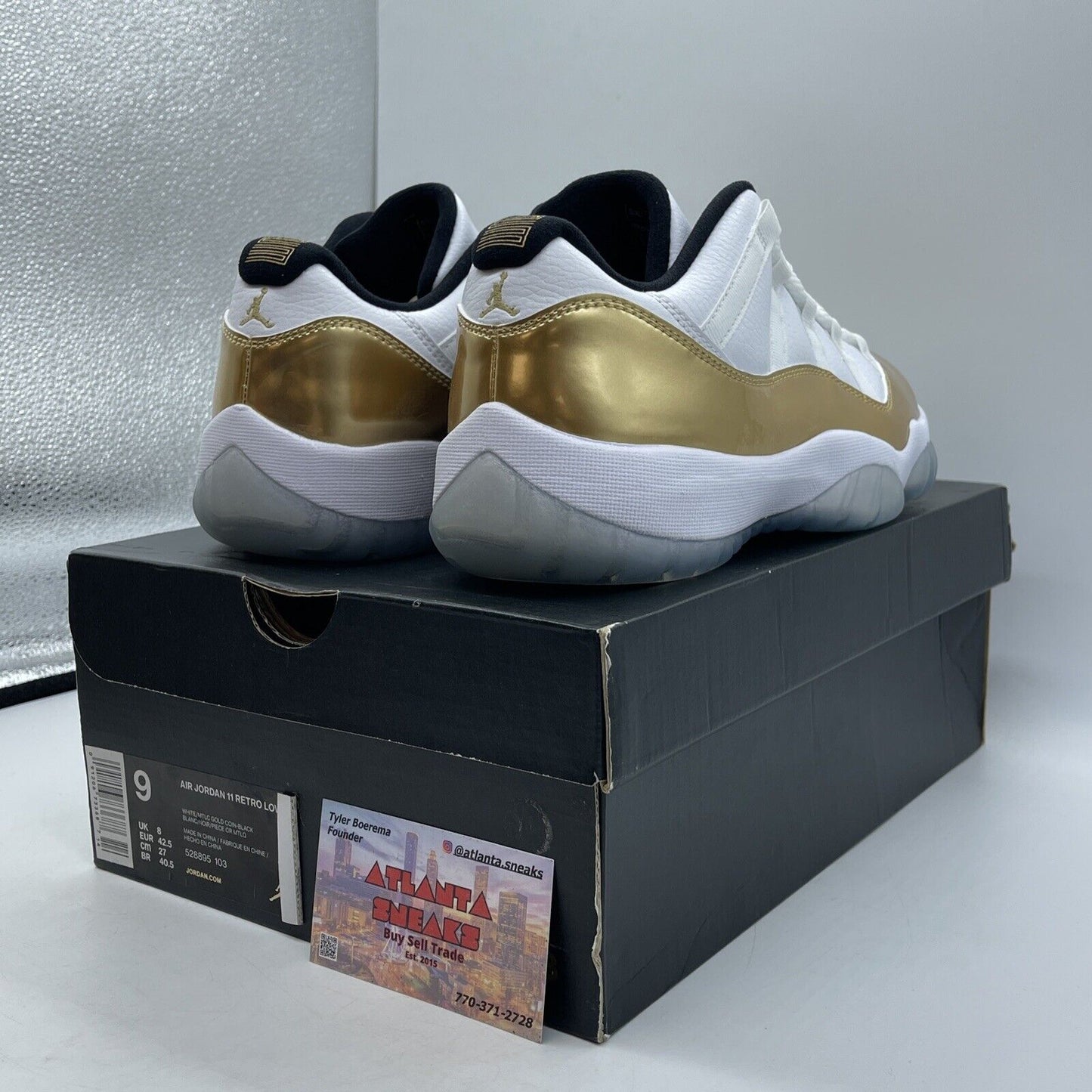 Size 9 - Air Jordan 11 Retro Low Closing Ceremony Gold White Black (528895-103)