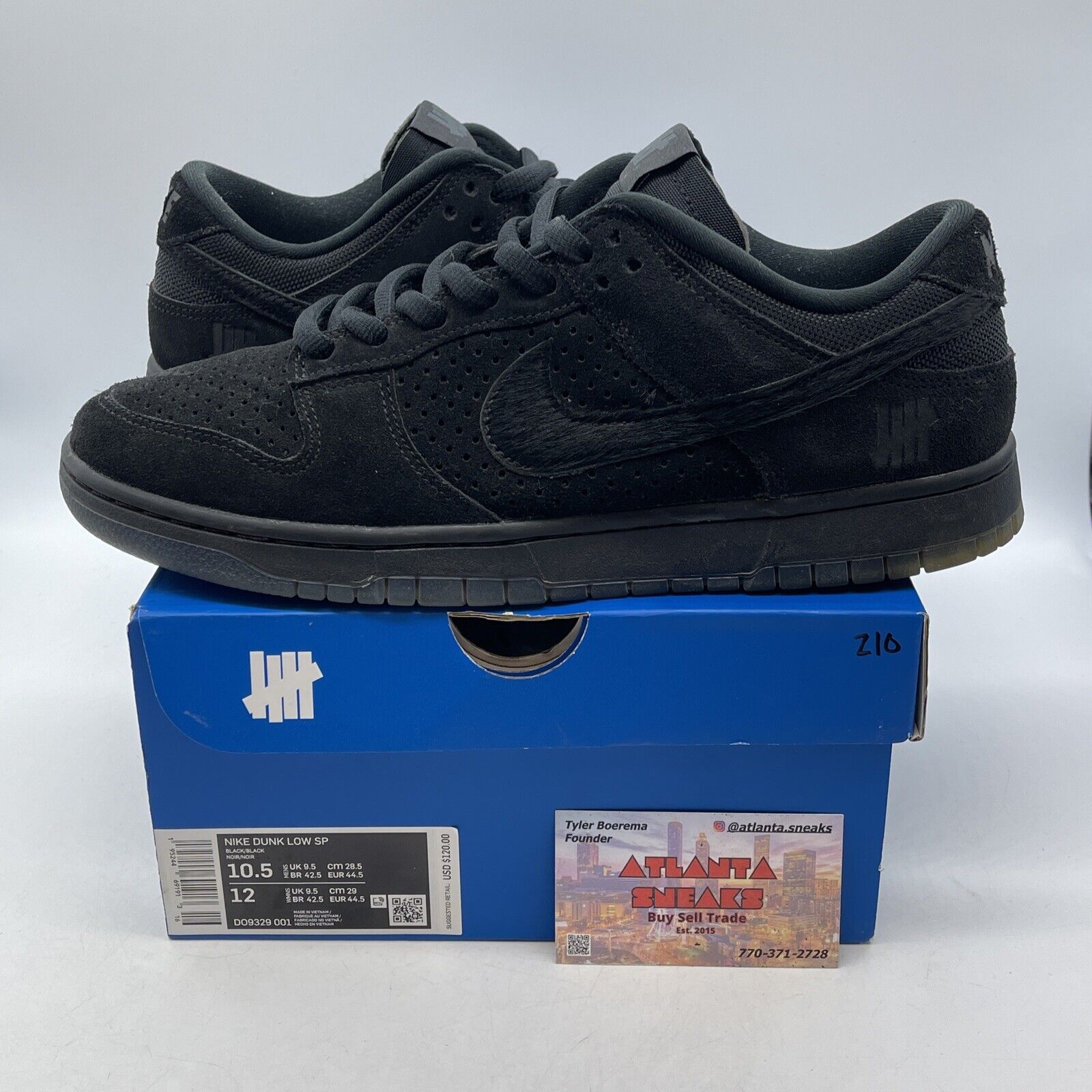 Size 10.5 - Nike Dunk Low x Undefeated Dunk Vs AF1 Black Suede (DO9329-001)