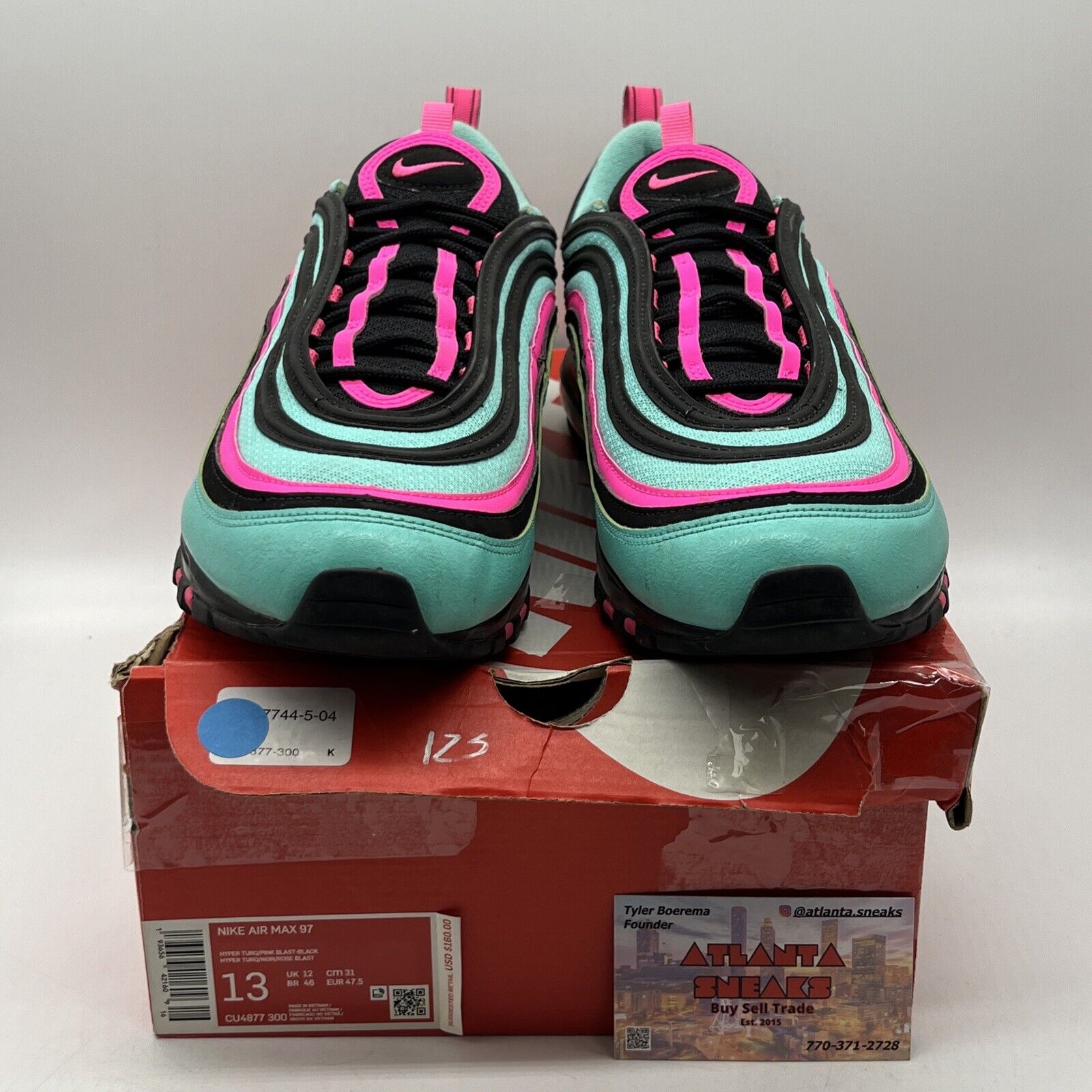 Size 13 - Nike Air Max 97 Hyper Turquoise Pink Leather