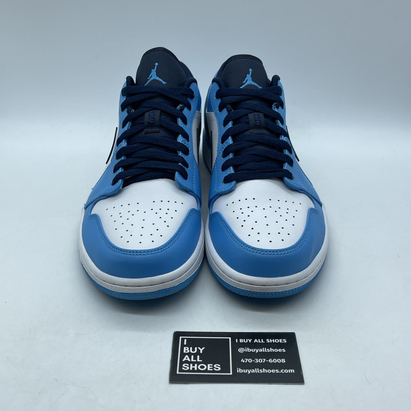 Size 12 - Jordan 1 Low UNC 2021 Black University Blue White (553558-144)