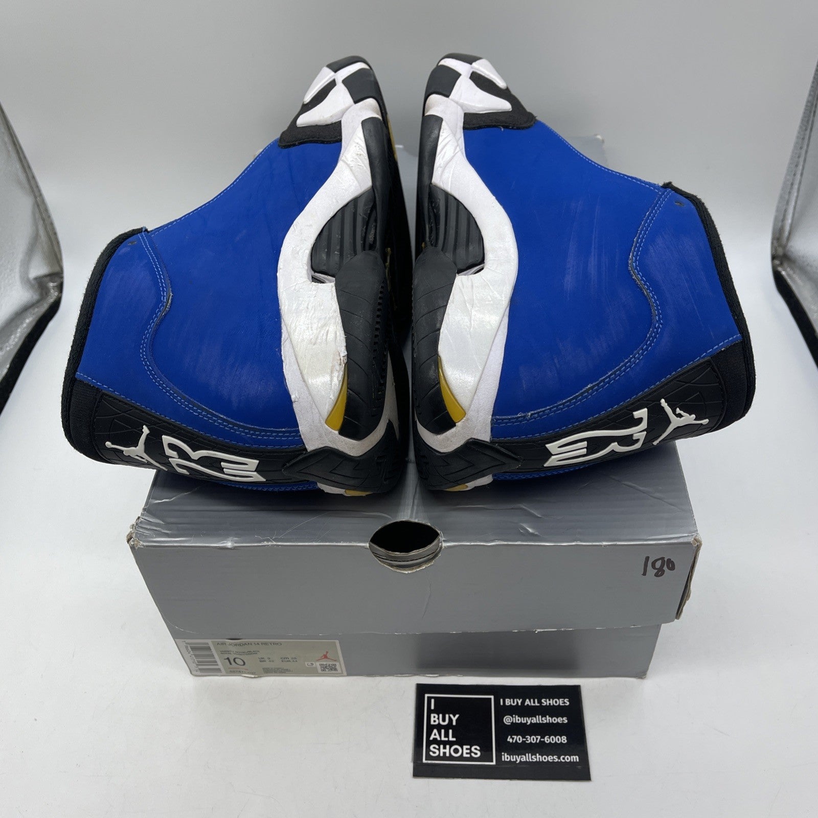 Size 10 - Air Jordan 14 Retro Laney Blue Black White Suede (487471-407)