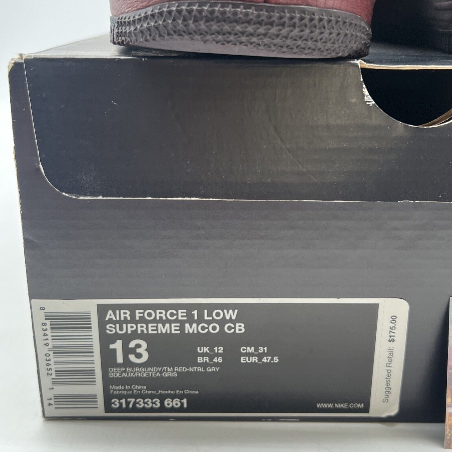 Size 13 - Nike Air Force 1 Supreme Mco Cb Low Charles Barkley (317333-661)