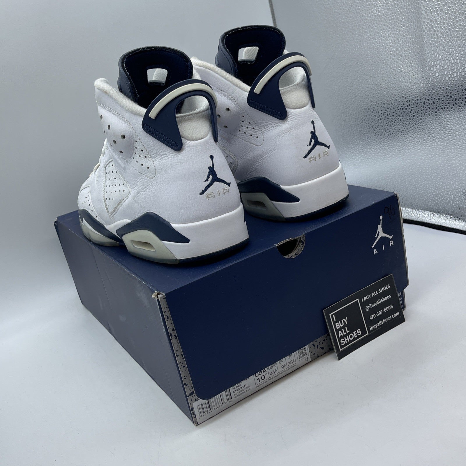 Size 10.5 - Jordan 6 Retro Midnight Navy White Leather (CT8529-141)