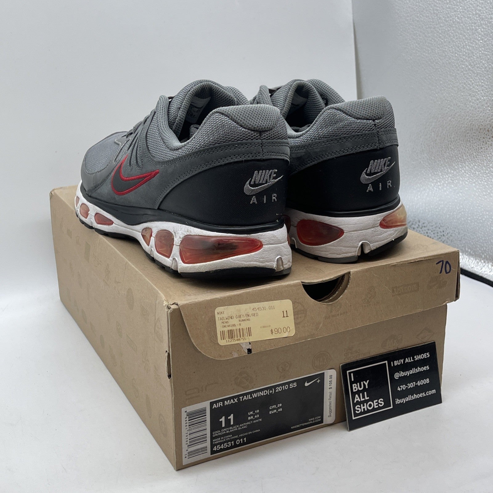 Size 11 - NWOB Nike Tailwind Sneakers Shoes Grey Suede Leather (454531-011)