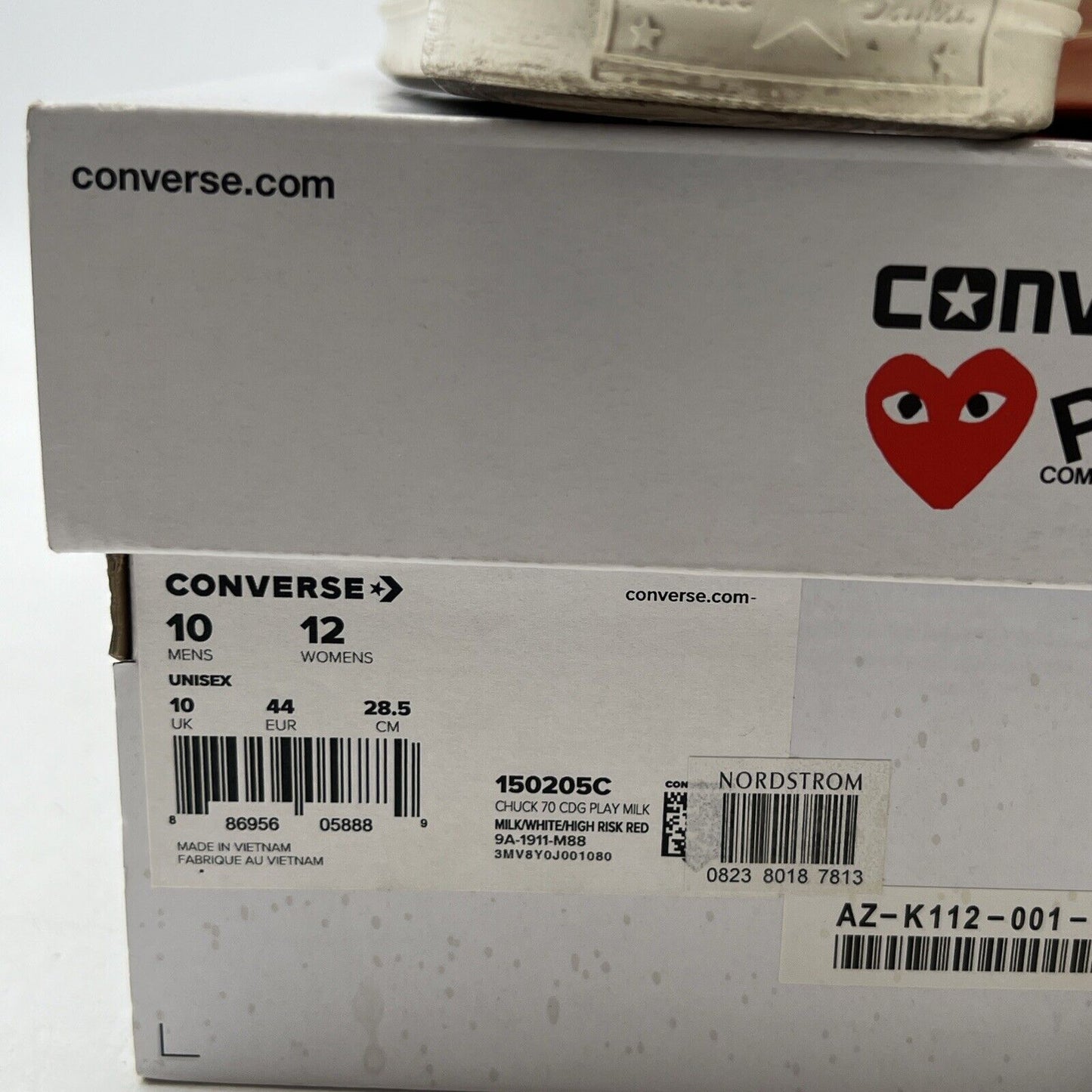 Size 10 - Converse Comme des Garçons Play x Chuck 70 2015 High Milk