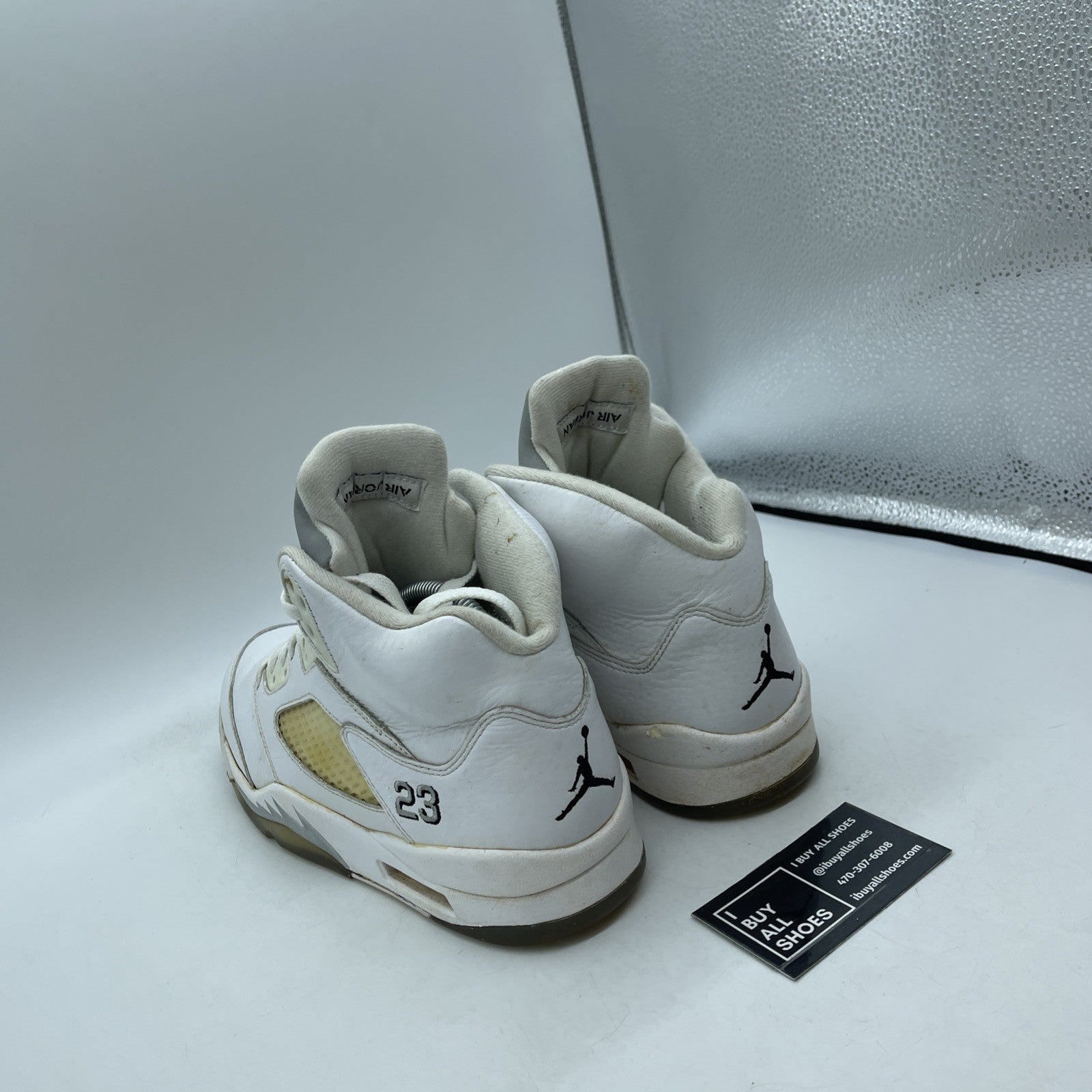 Size 9 - Air Jordan 5 Retro 2015 White Metallic White Leather (136027-130)