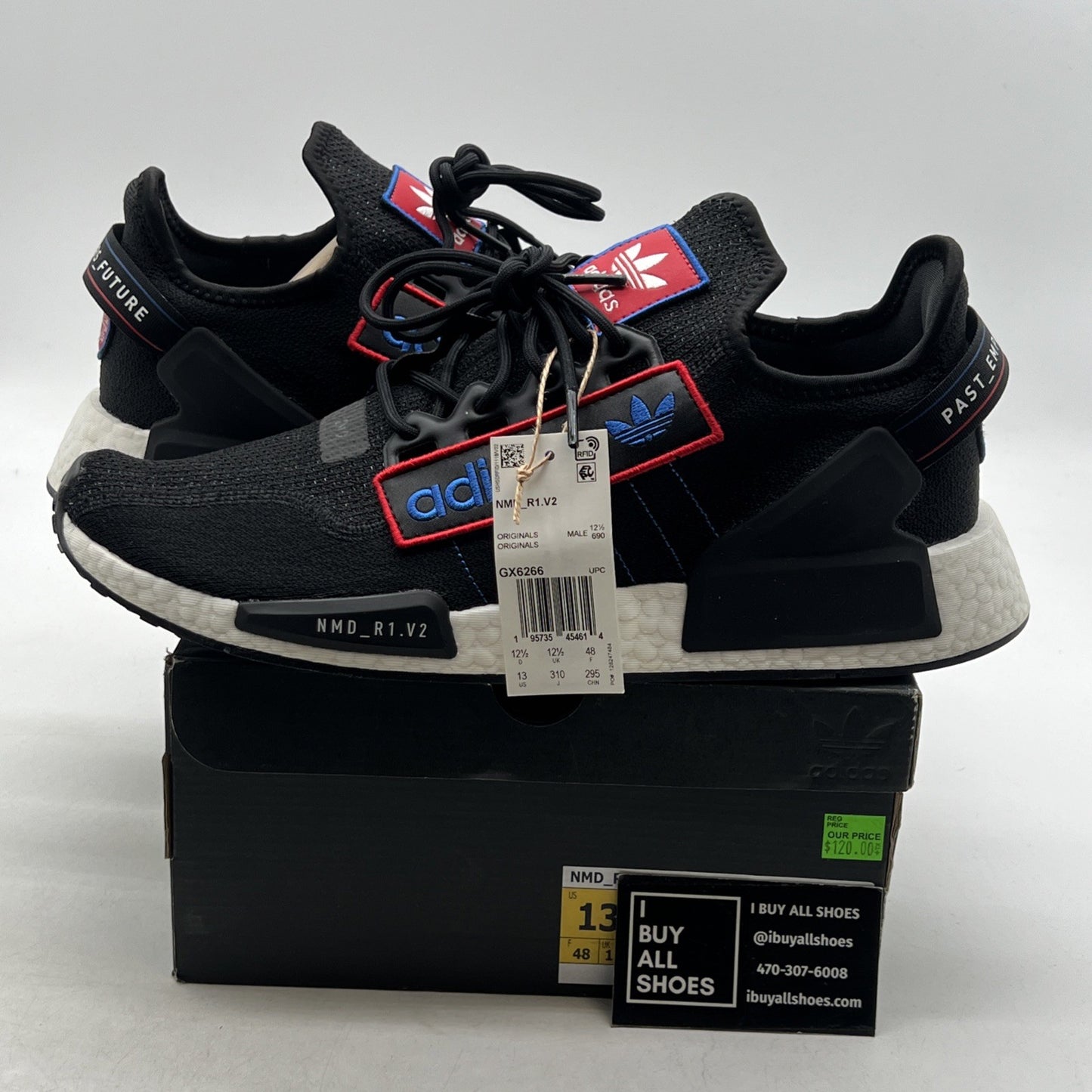 Size 13 - Adidas NMD_R1 V2 Logo Patch - Black (GX6266)