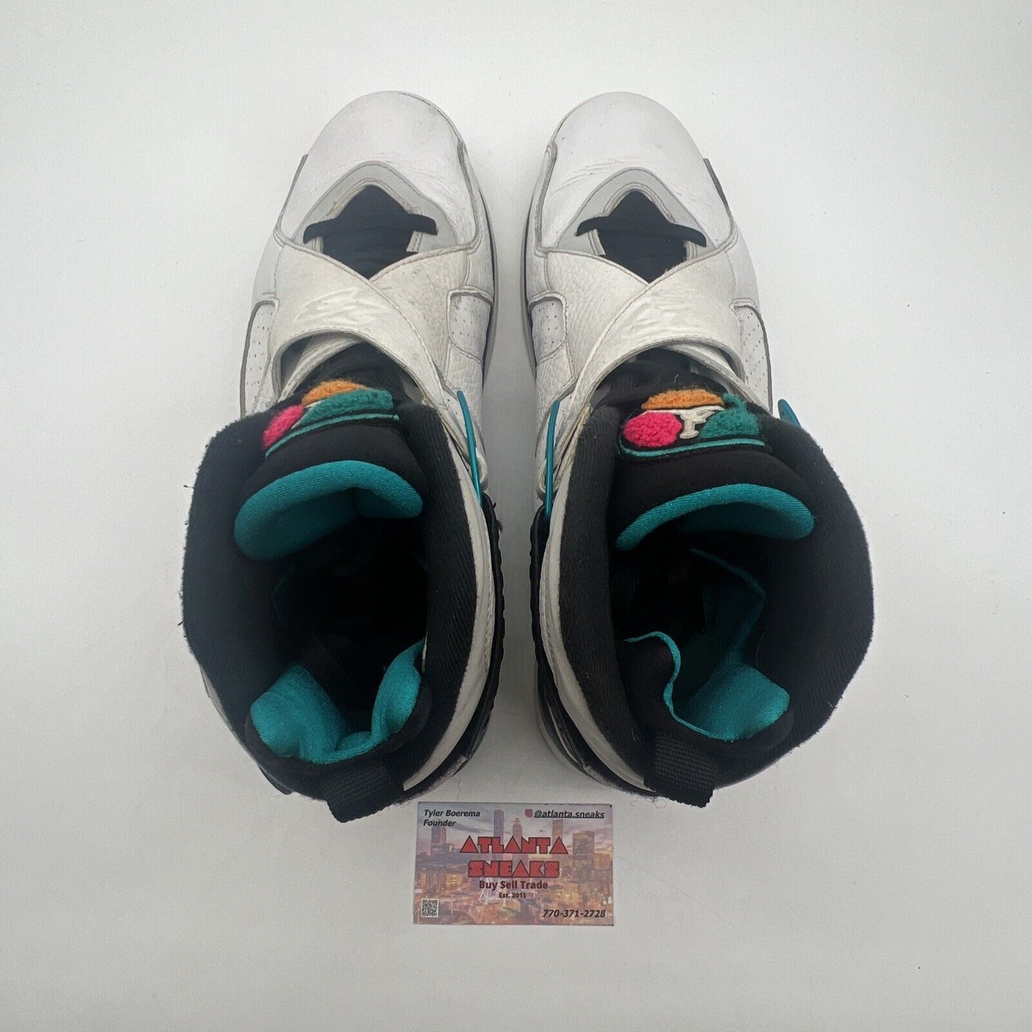 Size 13 - Air Jordan 8 Retro South Beach White Pink Teal Leather (305381-113)