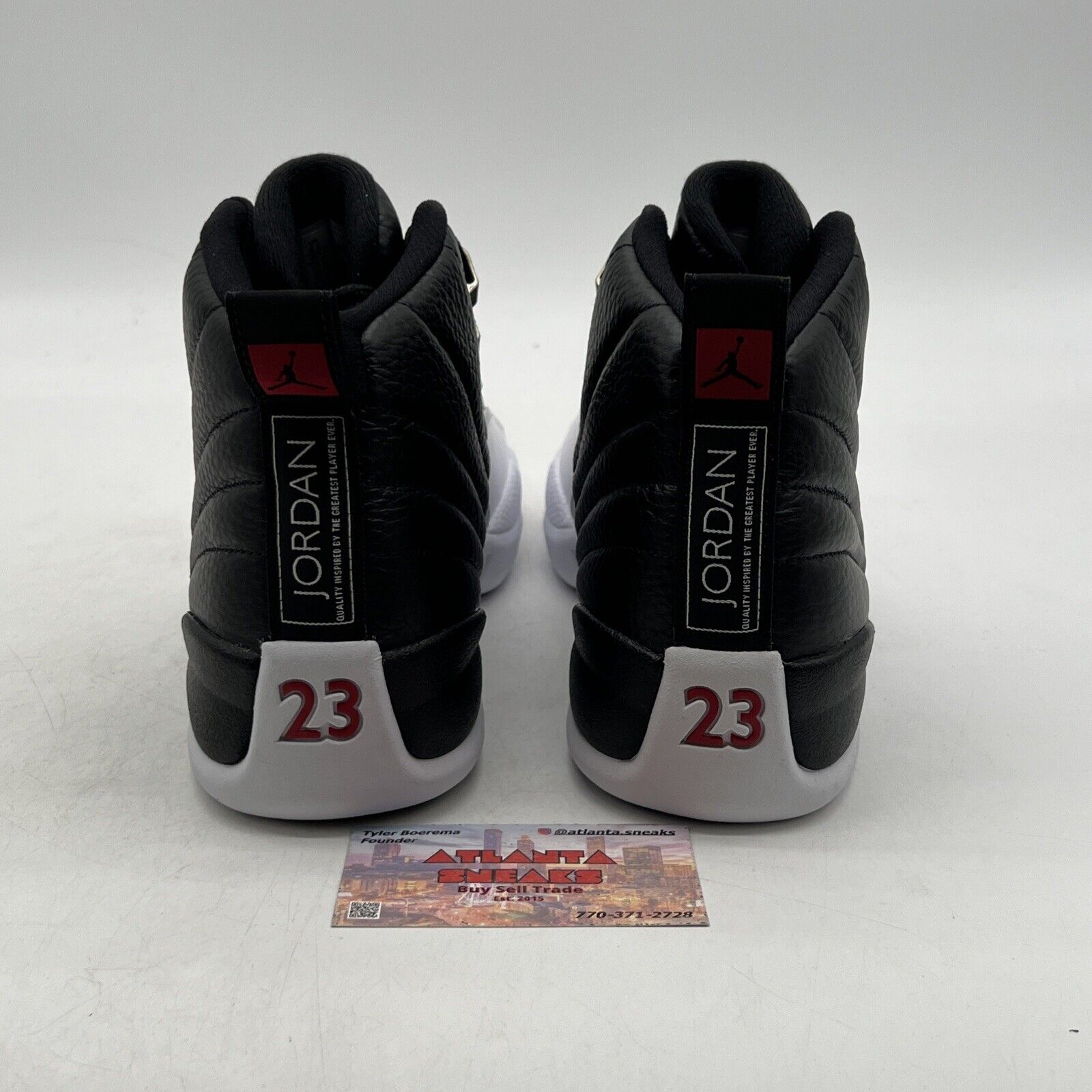 Size 8.5 - Jordan 12 Retro Mid Playoff Black White Red Leather (CT8013-006)