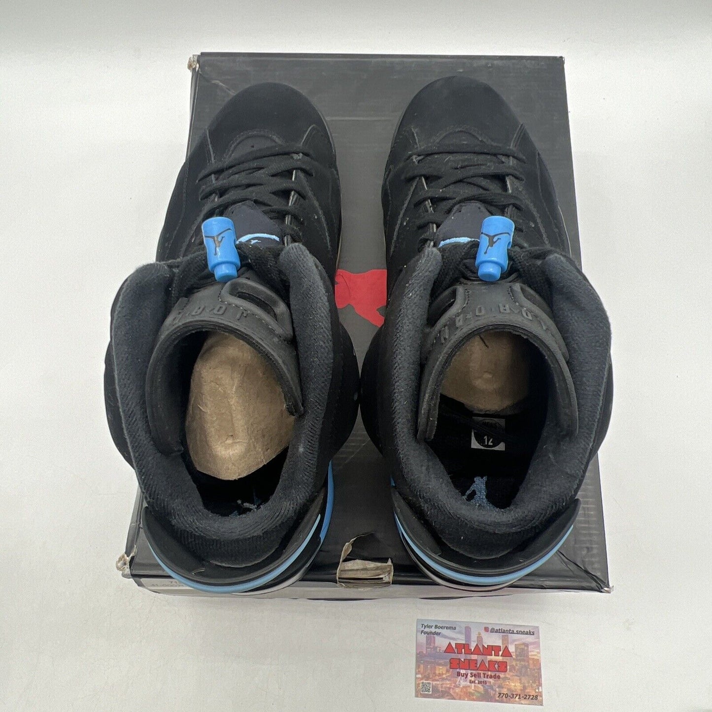 Size 12 - Air Jordan 6 Retro UNC Black Blue Suede (384664-006)