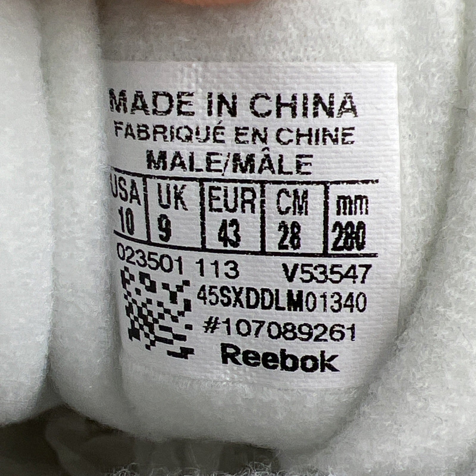 Size 10 - Reebok Question Low White (V53547)