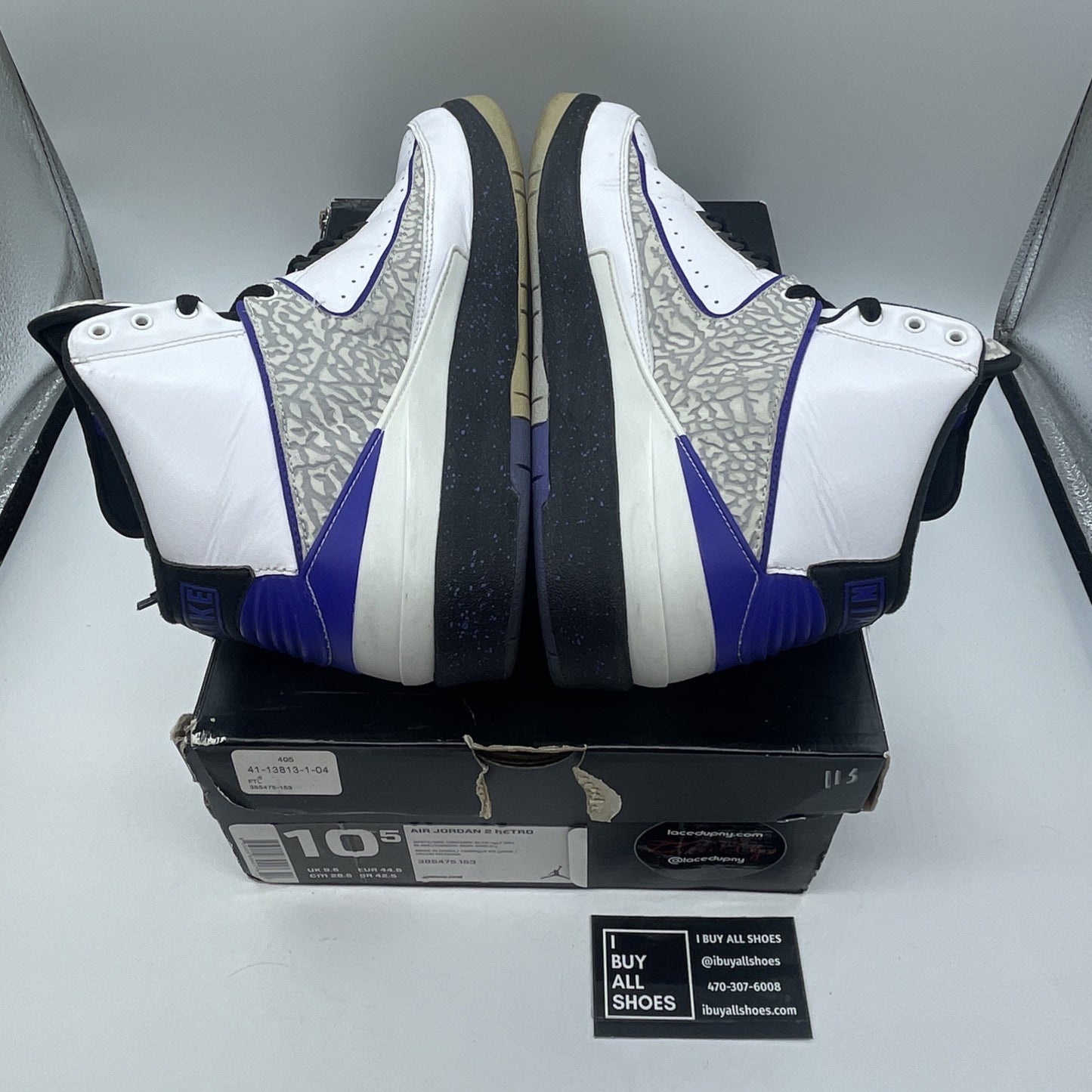 Size 10.5 - Air Jordan 2 Retro Concord White Purple Grey Suede (385475-153)