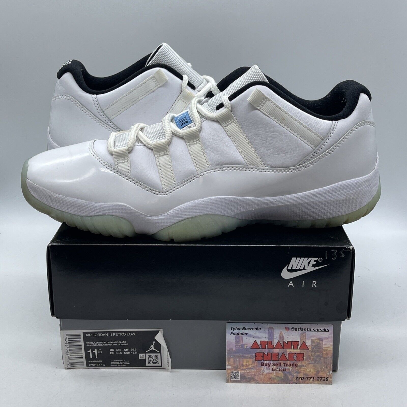 Size 11.5 - Jordan 11 Retro Low Legend Blue Black White Leather (AV2187-117)