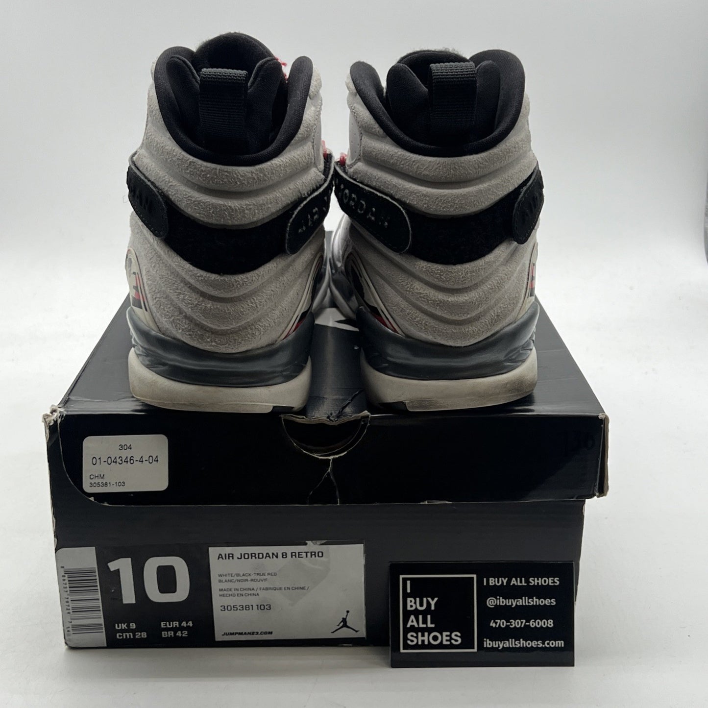 Size 10 - Air Jordan 8 Retro White 2013 (305381-103)