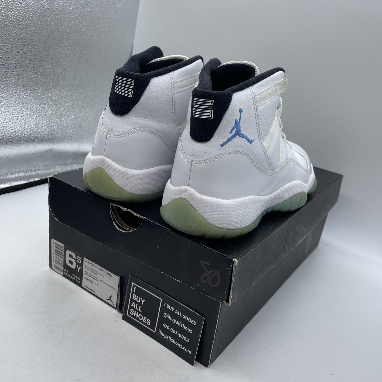 Size 6.5Y (GS) - Air Jordan 11 High Legend Blue (378038-117)