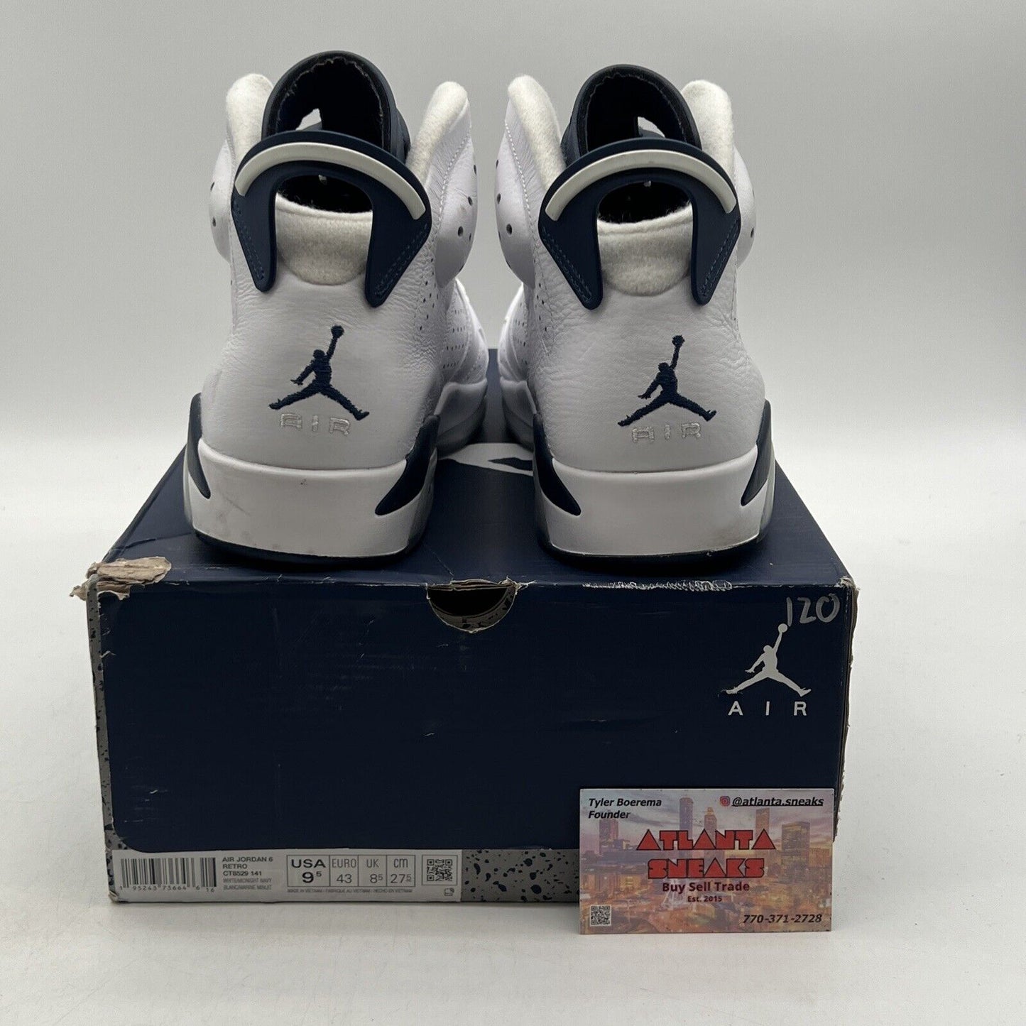 Size 9.5 - Jordan 6 Retro Midnight Navy White Leather (CT8529-141)