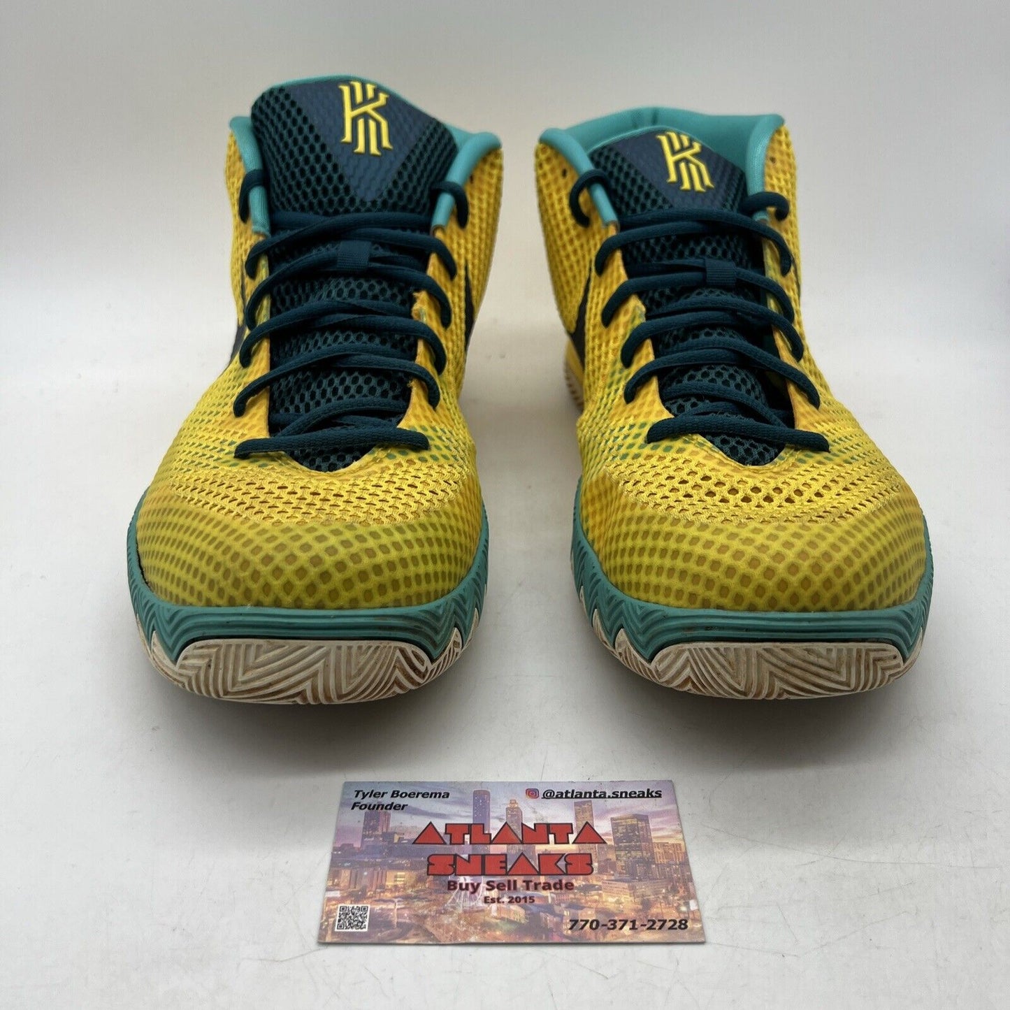 Size 13 - Nike Kyrie 1 Letterman Yellow White Black Teal (705277-737)