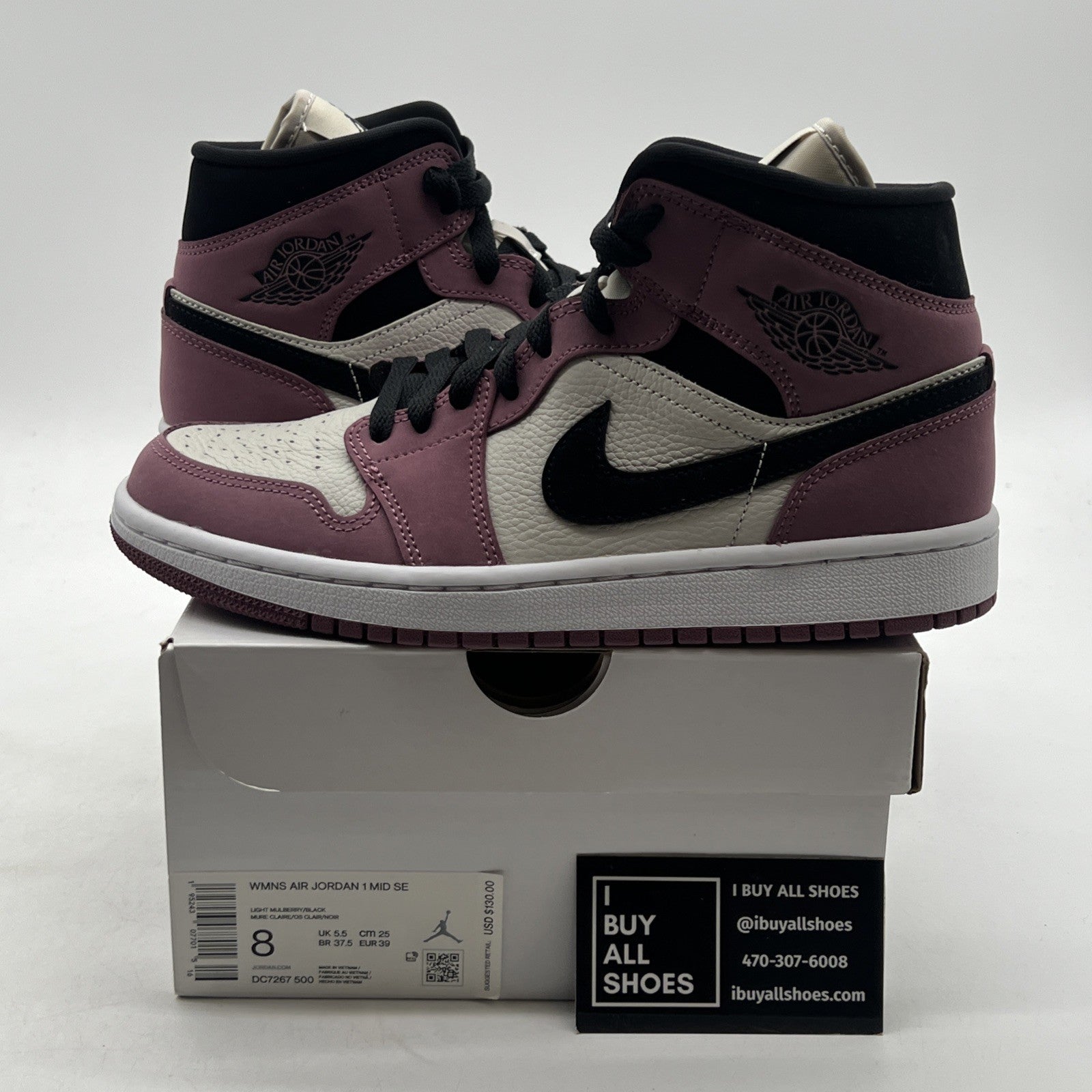 Size 8W - Air Jordan Retro 1 Mid Mulberry Pink  (DC7267-500)