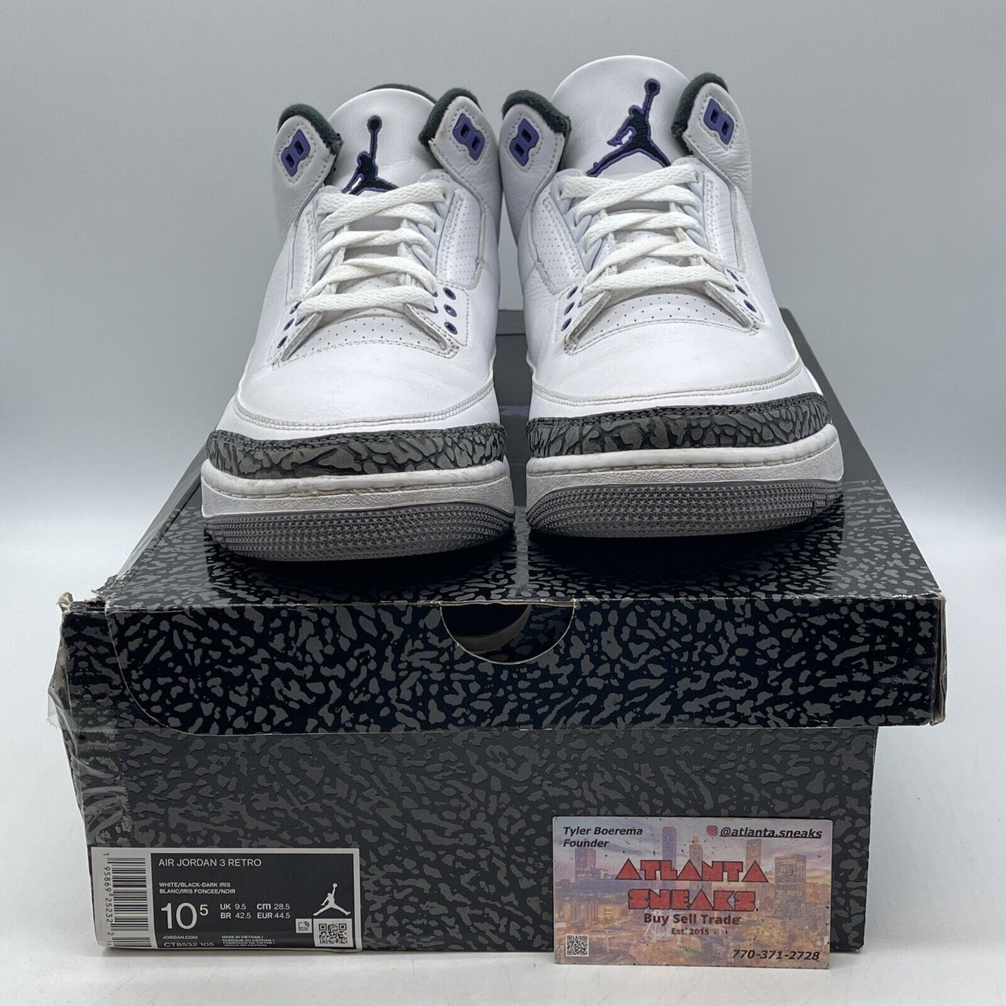 Size 10.5 - Jordan 3 Retro Mid Dark Iris White Leather Grey Suede (CT8532-105)