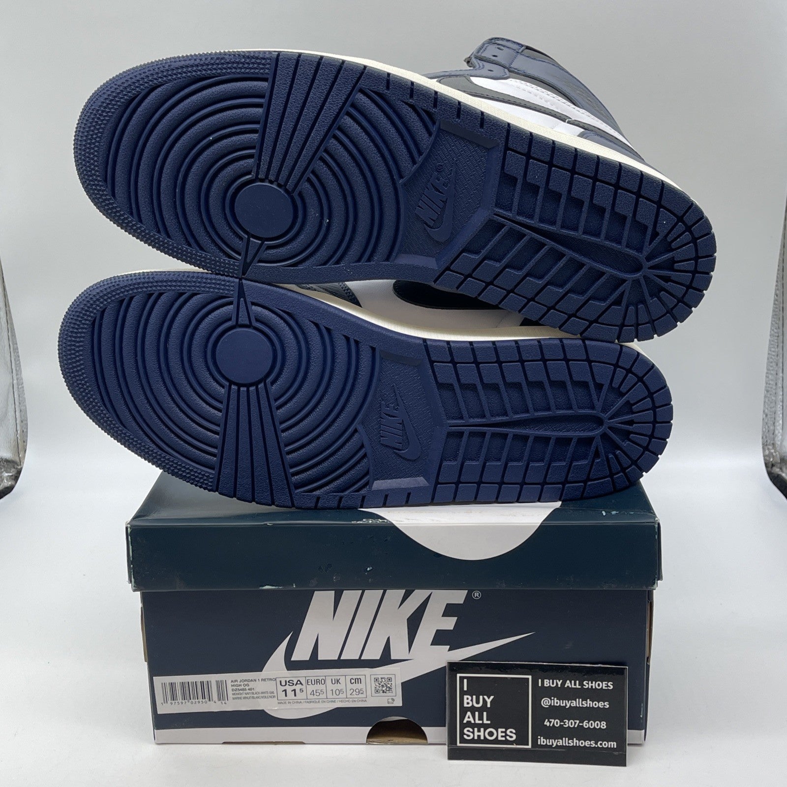 Size 11.5 - Air Jordan 1 Retro OG High Midnight Navy White Leather (DZ5485-401)