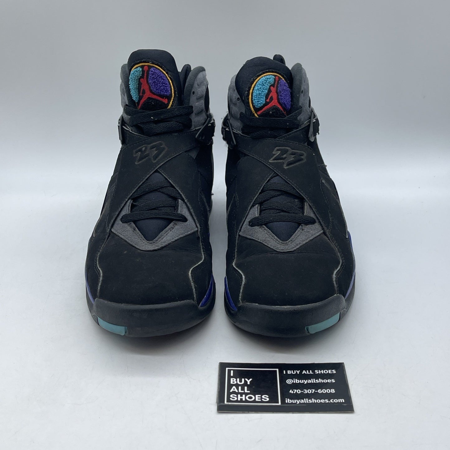 Size 10.5 - Air Jordan 8 Retro Aqua 2015 Grey Black Suede (305381-025)