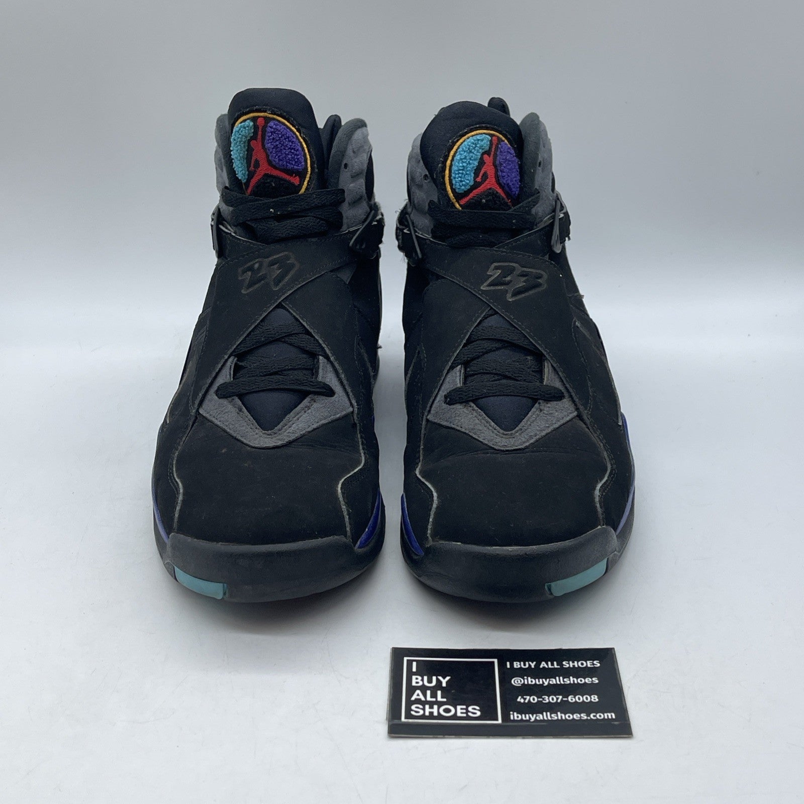 Size 10.5 - Air Jordan 8 Retro Aqua 2015 Grey Black Suede (305381-025)