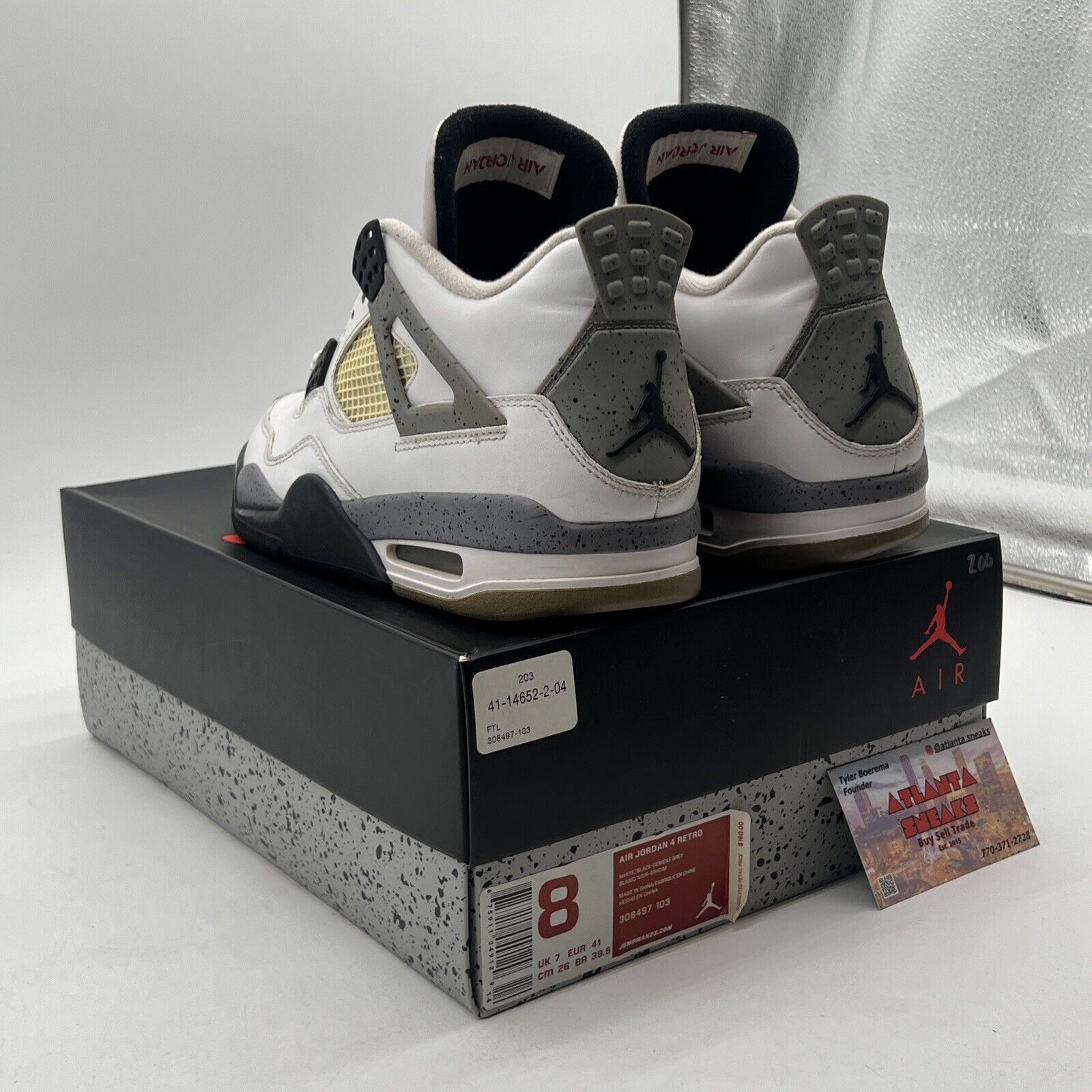 Size 8 - Air Jordan 4 Retro Cement 2012 (308497-103)