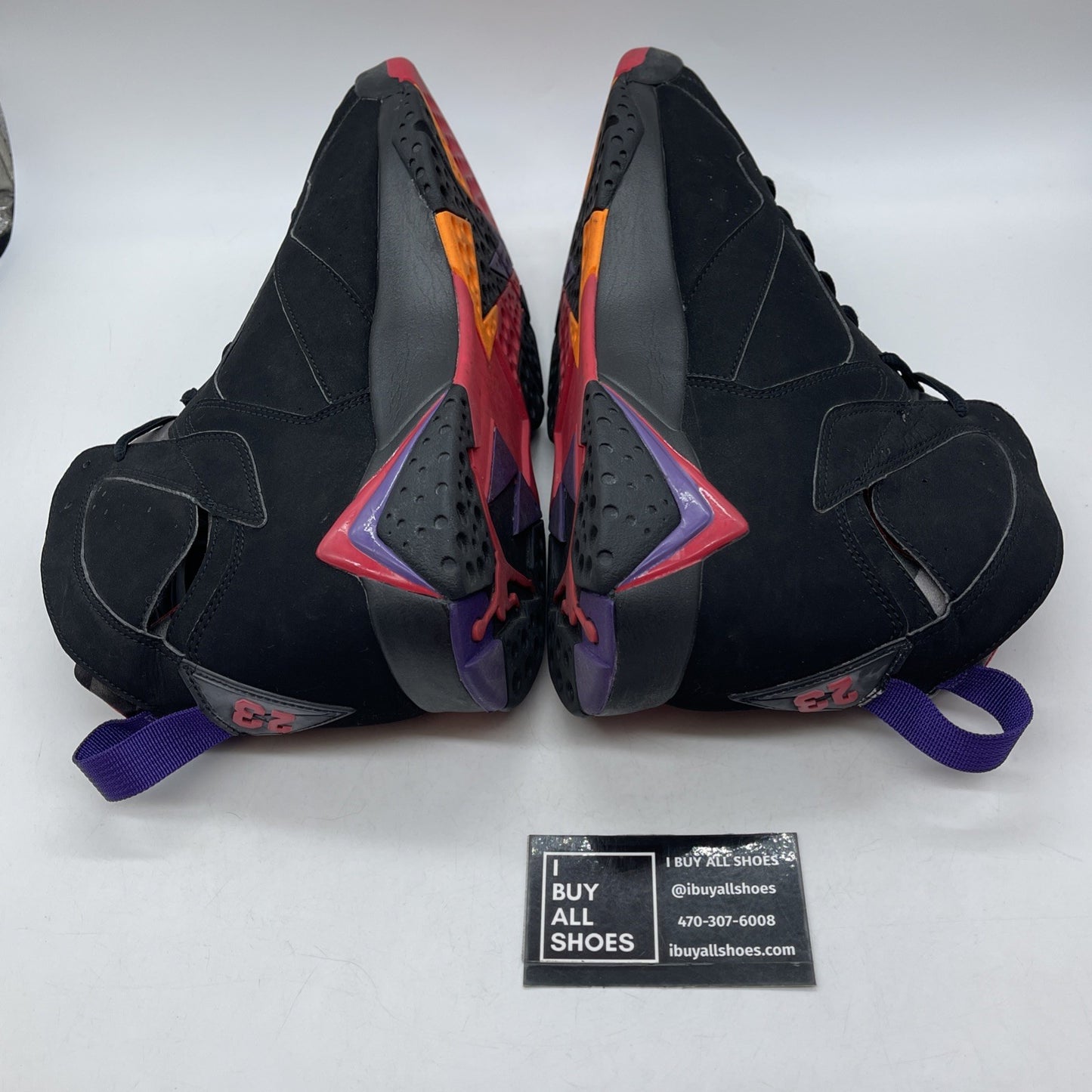 Size 13 - Air Jordan 7 Retro 2012 Raptor Black Purple Red Suede (304775-018)