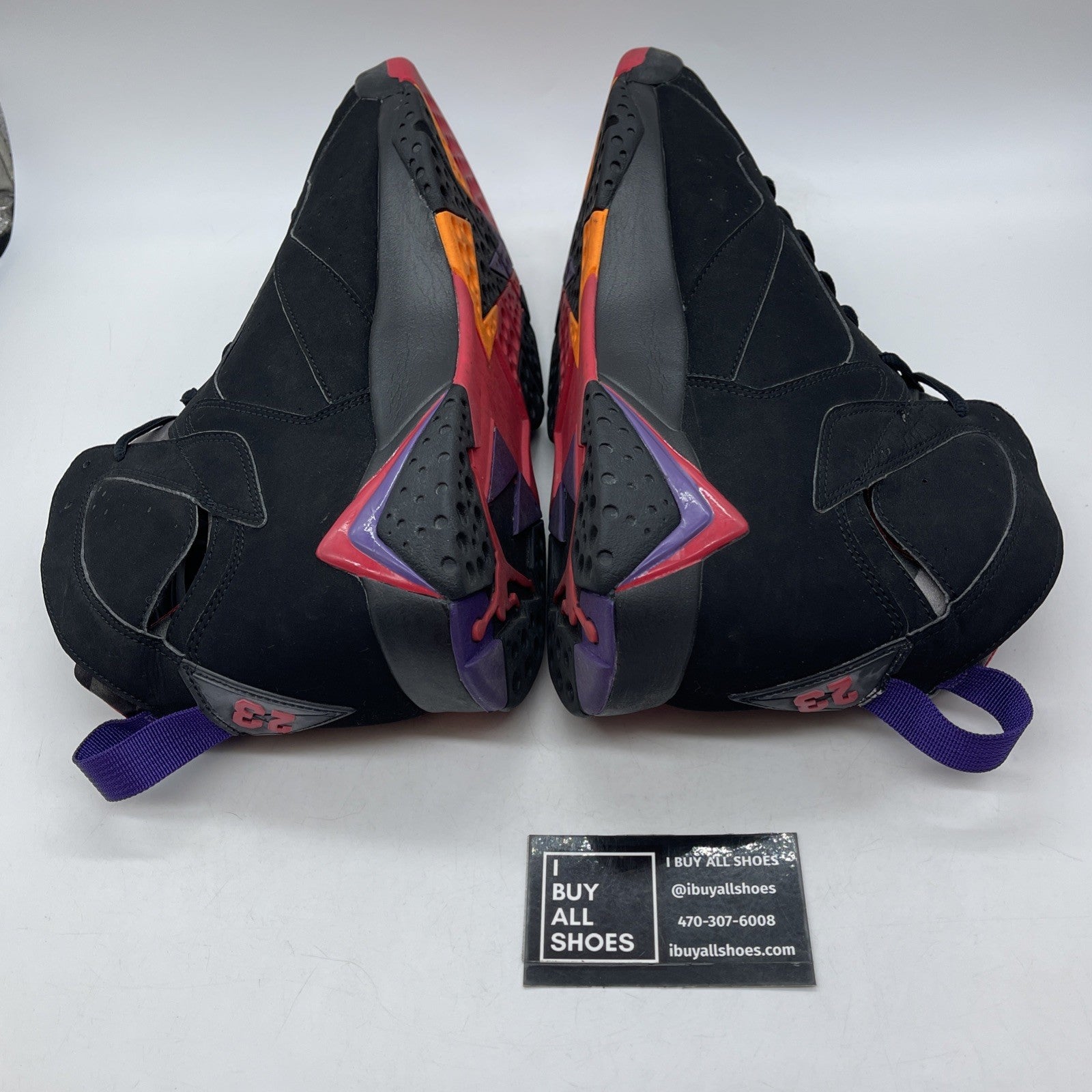 Size 13 - Air Jordan 7 Retro 2012 Raptor Black Purple Red Suede (304775-018)