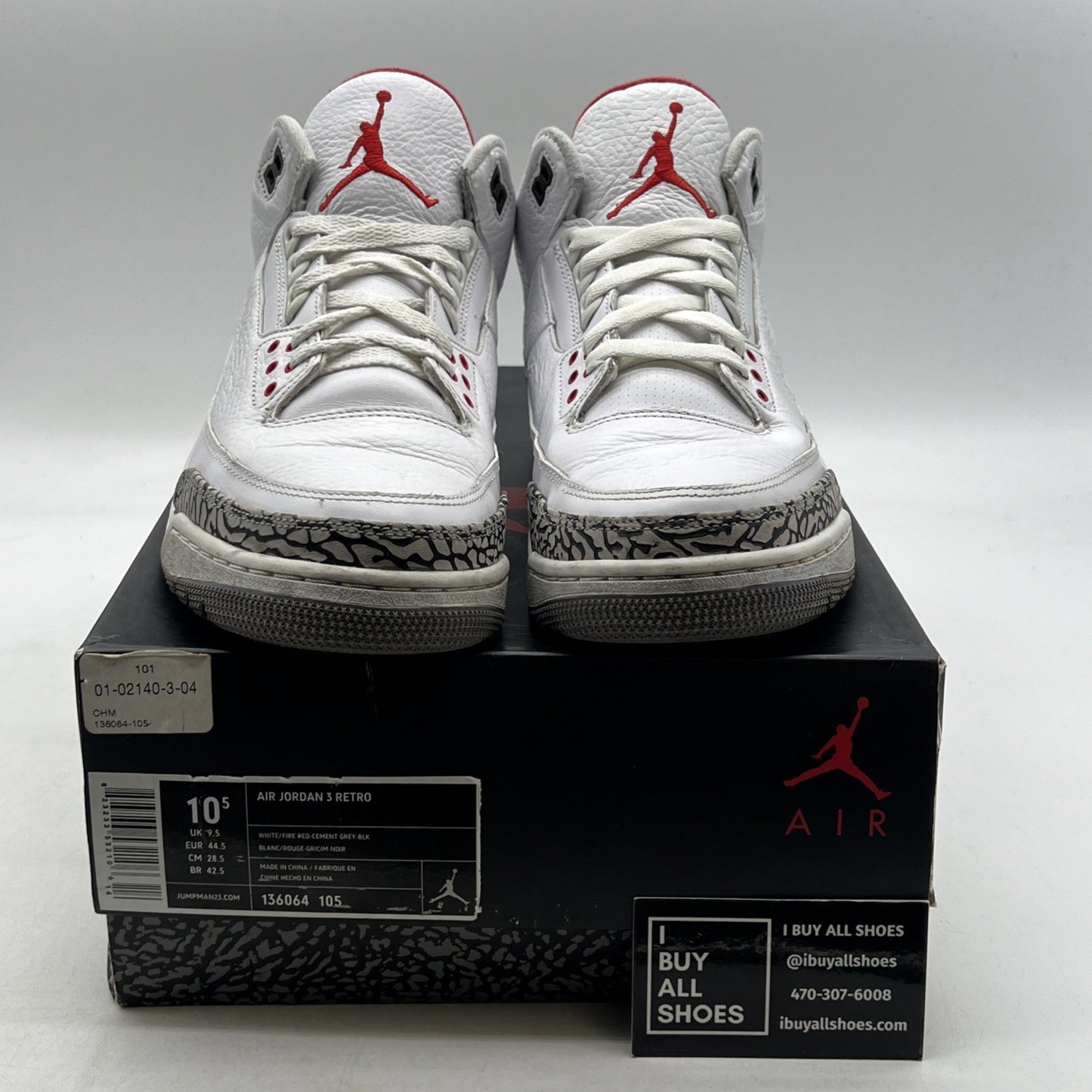 Size 10.5 - Air Jordan 3 Retro Mid White Cement Reimagined (136064-105)