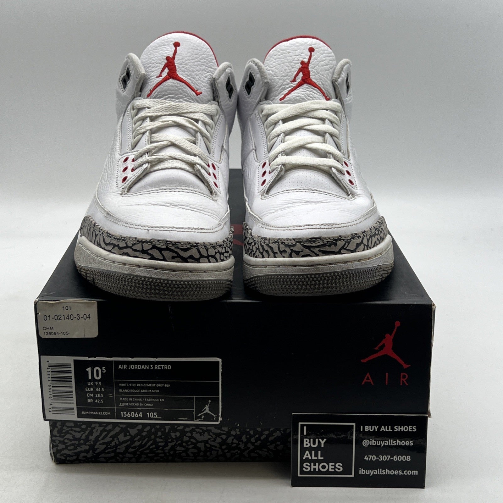 Size 10.5 - Air Jordan 3 Retro Mid White Cement Reimagined (136064-105)