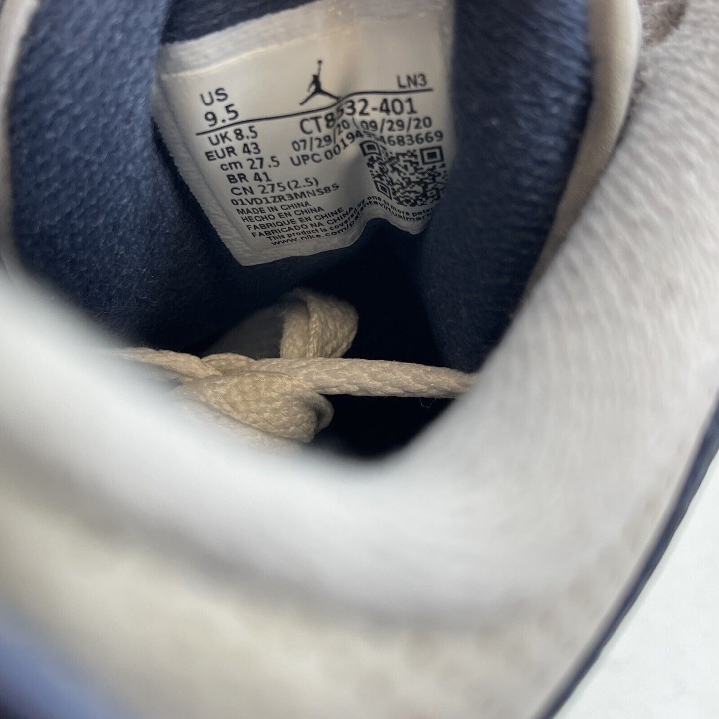 Size 9.5 - Jordan 3 Retro Blue White Leather Grey Suede (CT8532-401)