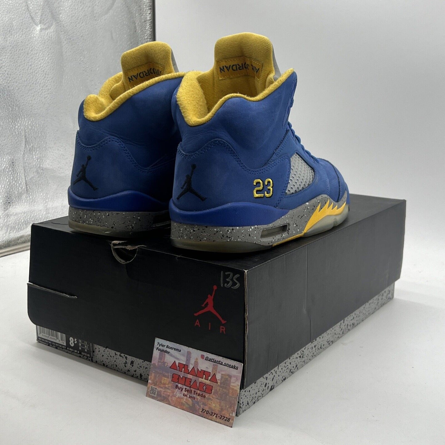 Size 8.5 - Air Jordan 5 Retro Laney Blue Yellow Suede Grey (CD2720-400)