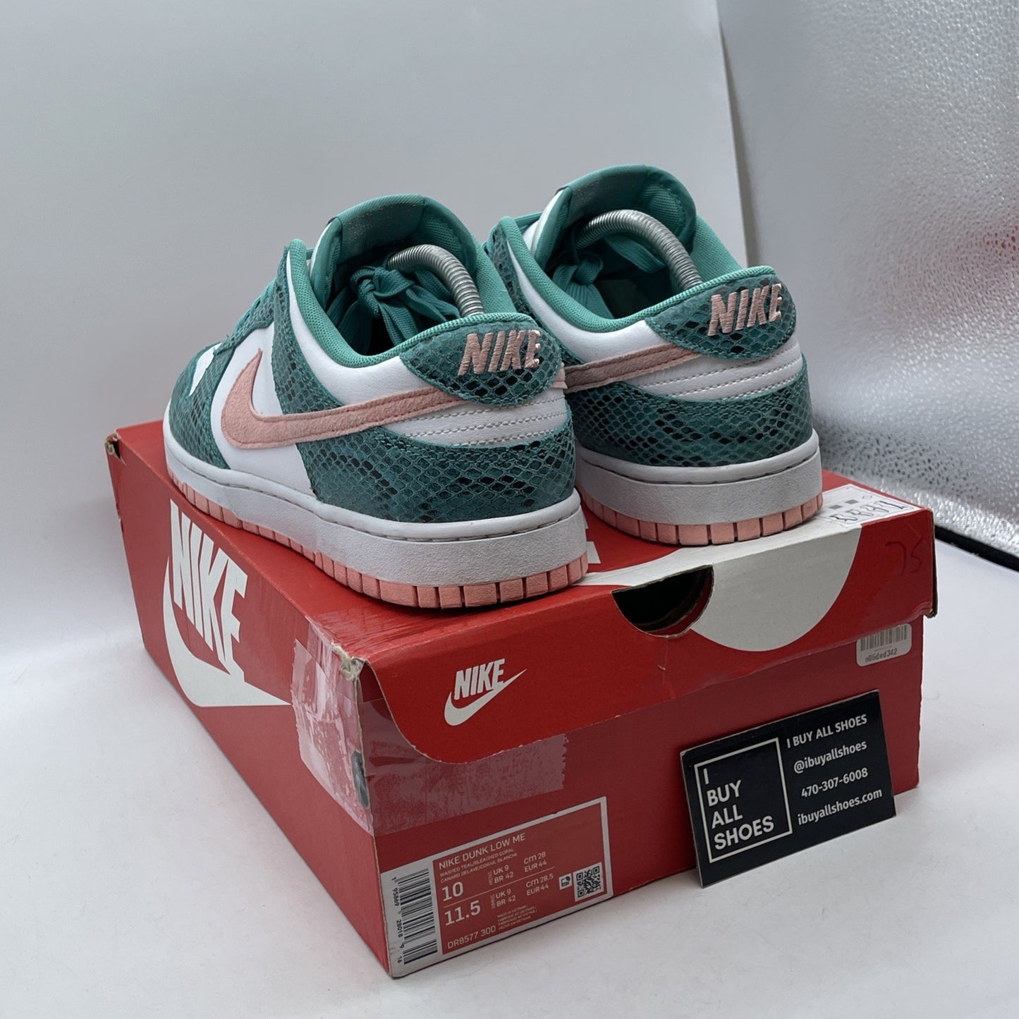 Size 10 - Nike Dunk Low Washed Teal Snakeskin Suede Leather (DR8577-300)