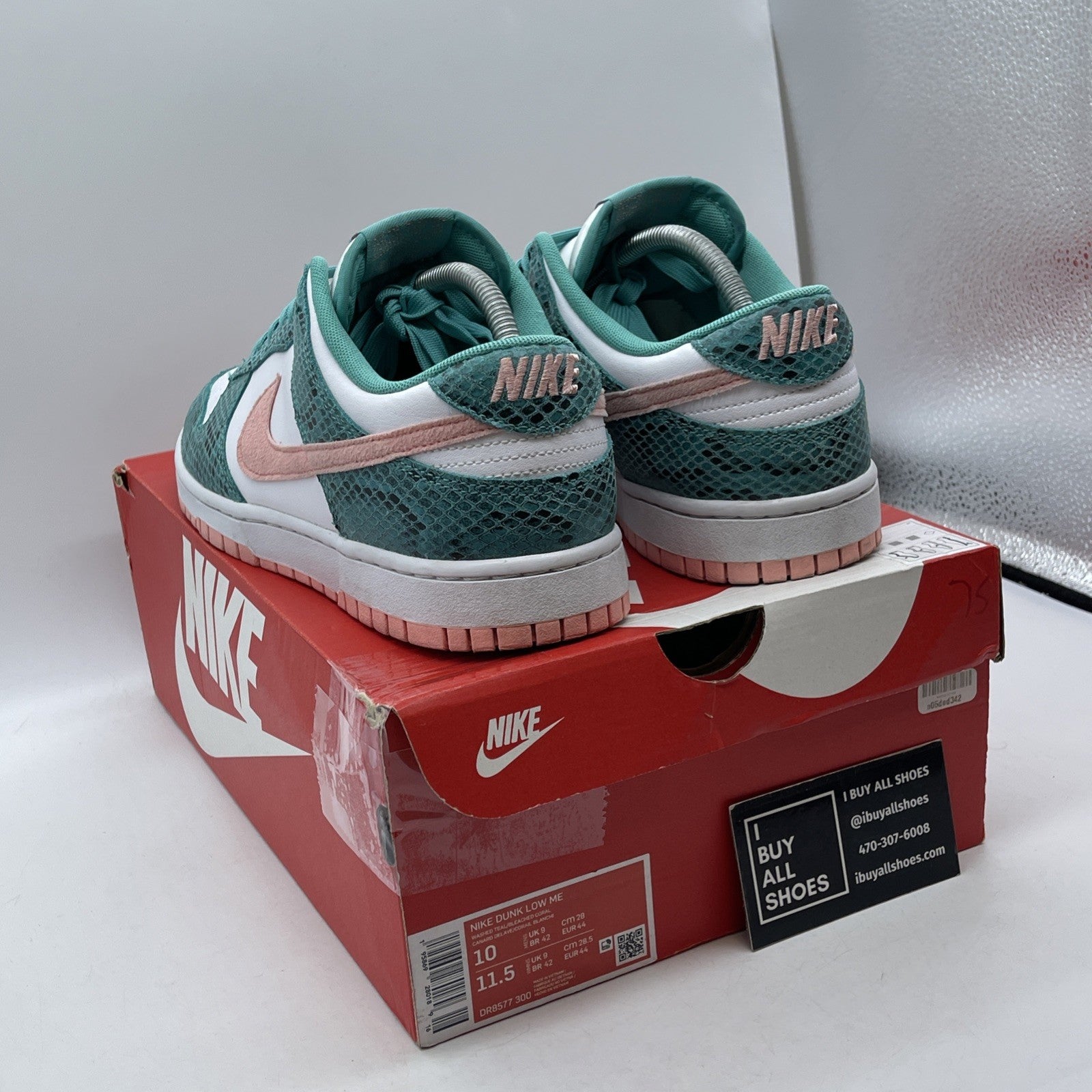 Size 10 - Nike Dunk Low Washed Teal Snakeskin Suede Leather (DR8577-300)