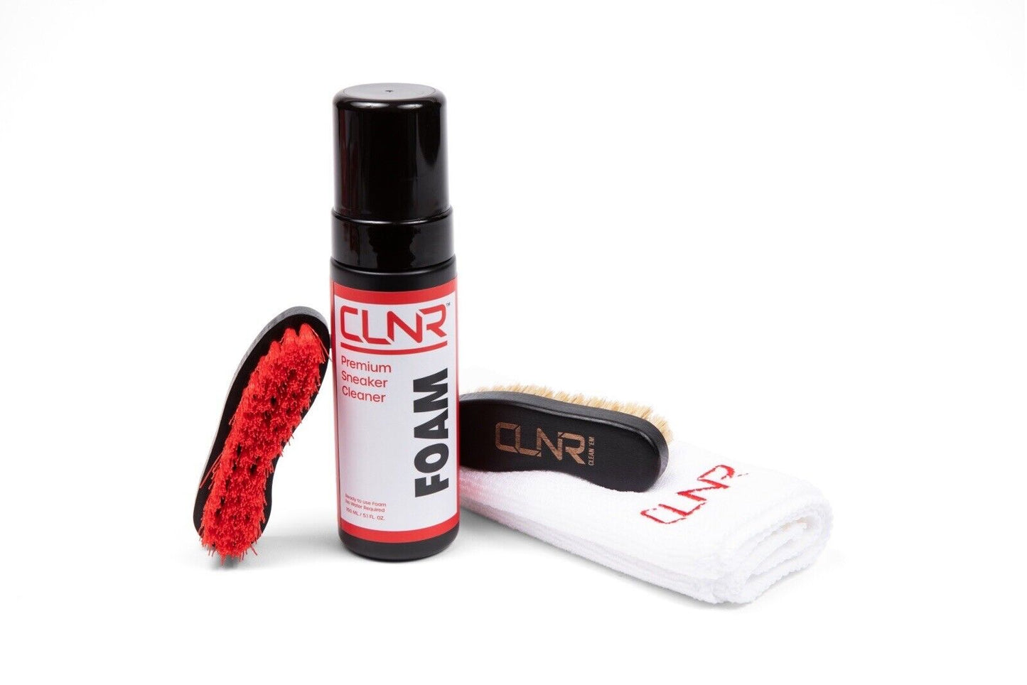 CLNR Sneaker Cleaning Kit 4 Piece Foaming Cleaner, Brushes & Towel for All Shoes