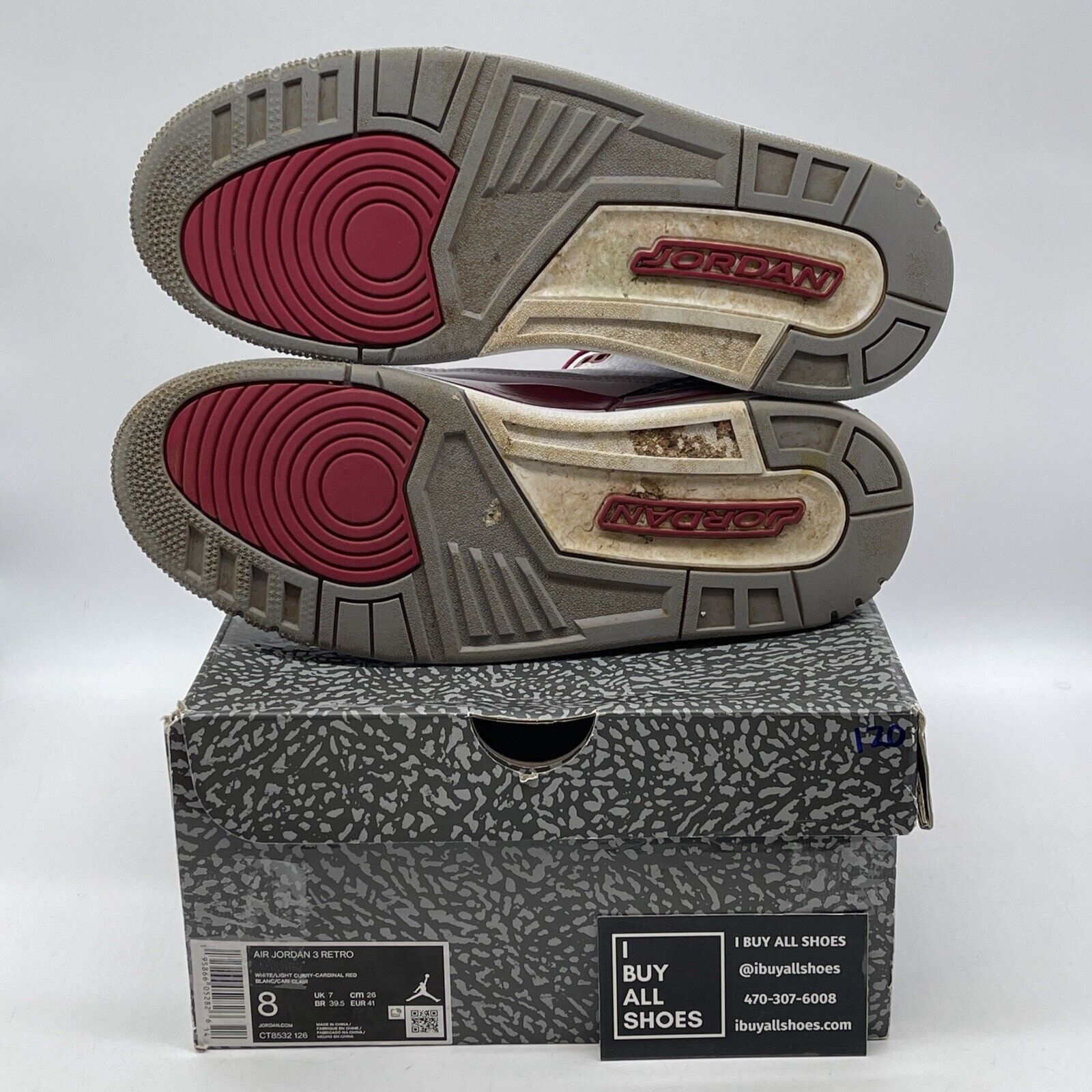 Size 8 - Jordan 3 Retro Mid Cardinal Red White Suede Leather (CT8532-126)