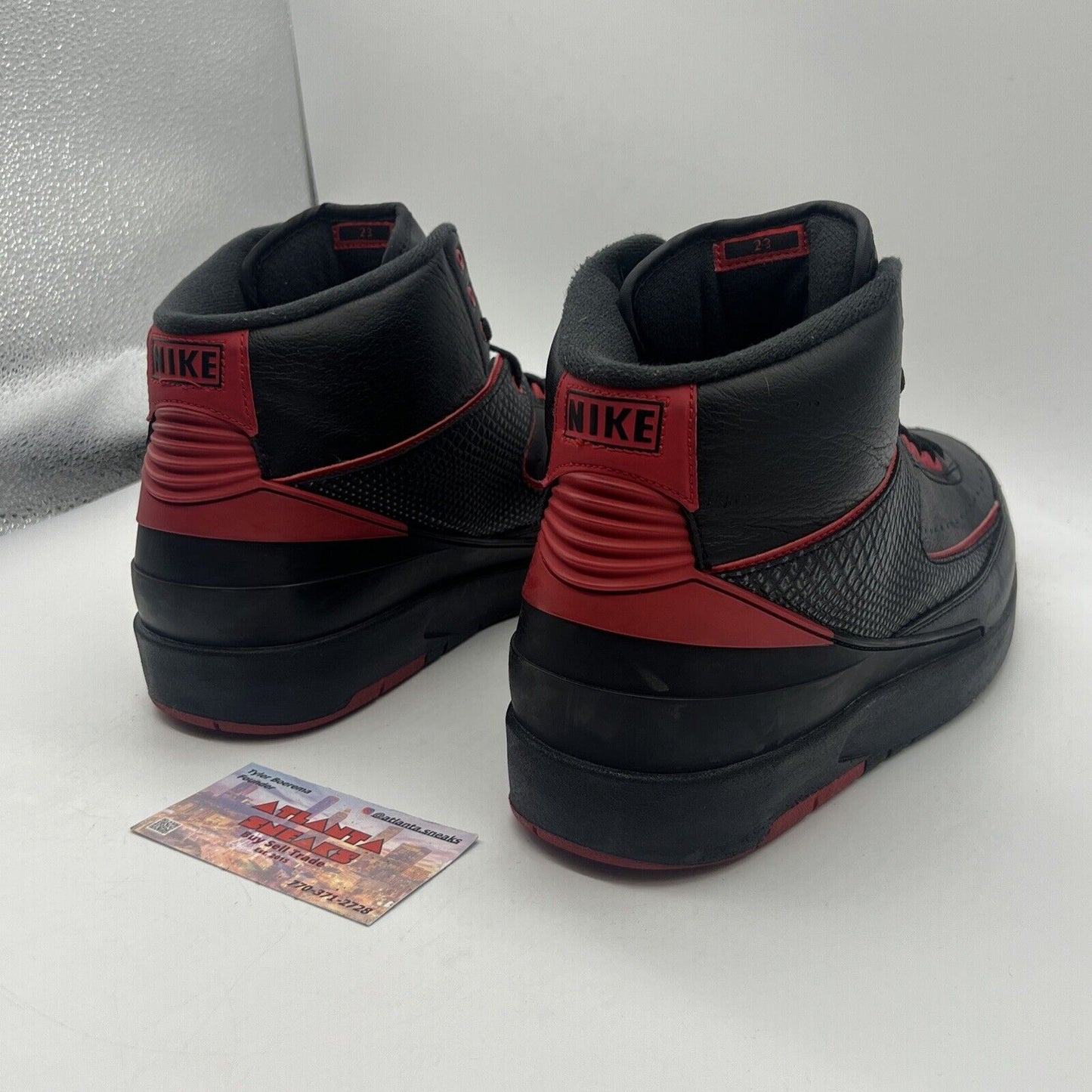 Size 11.5 - Air Jordan 2 Retro Alternate 87 Black Red Leather Used